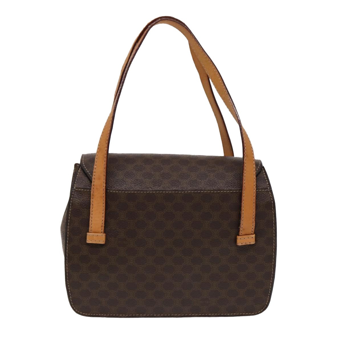 CELINE Macadam Canvas Hand Bag Pvc Leather Brown Gold - 2