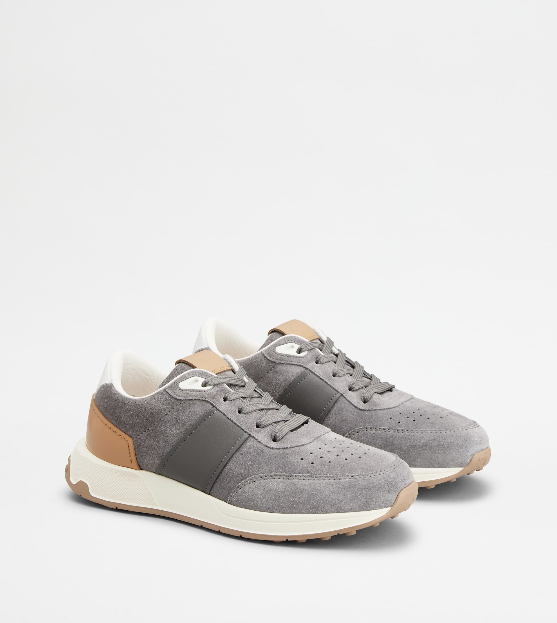 SNEAKERS IN SUEDE - GREY, BROWN, WHITE - 2