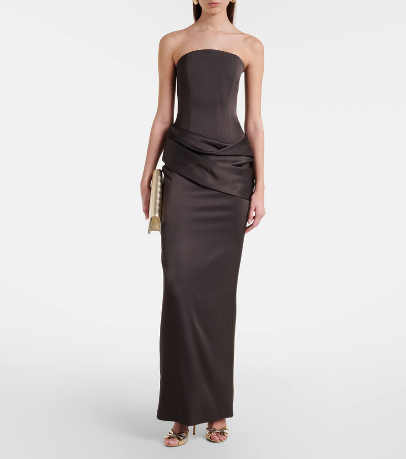 ALEX PERRY Draped satin crêpe bustier gown outlook