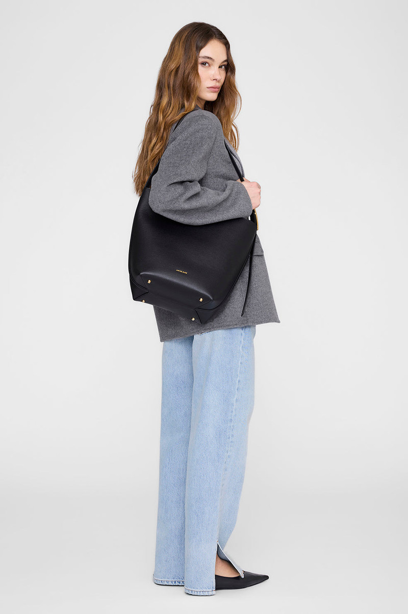 ANINE BING Elly Bucket Bag Grained Leather - Black outlook