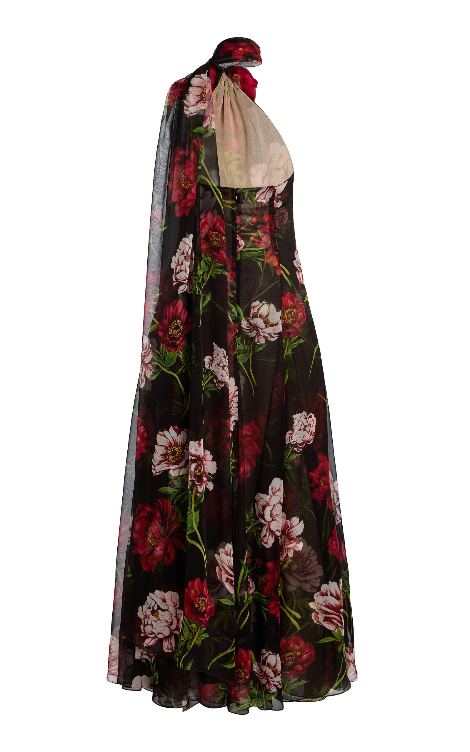 Printed Silk Chiffon Halter Gown multi - 5