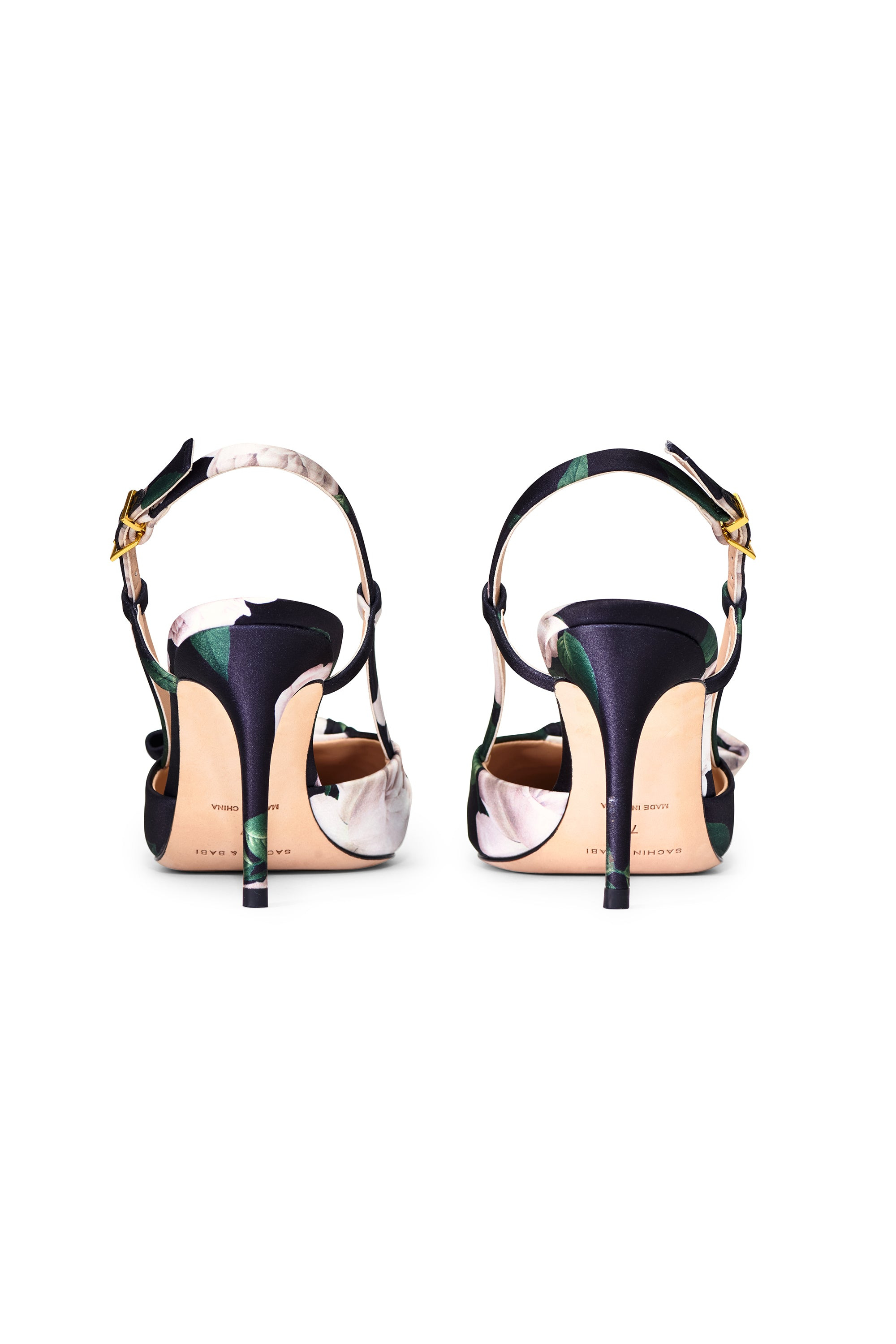 Lenox Obi-Bow Slingback - Black Dense Rose Floral - 3