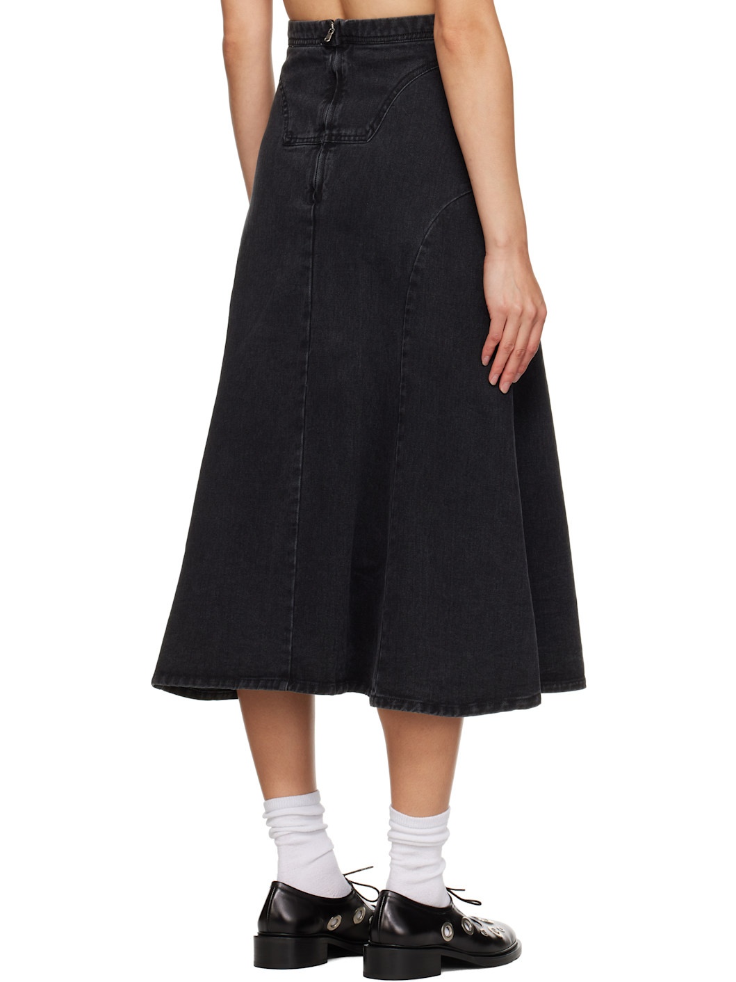 Black Cornelia Denim Midi Skirt - 3