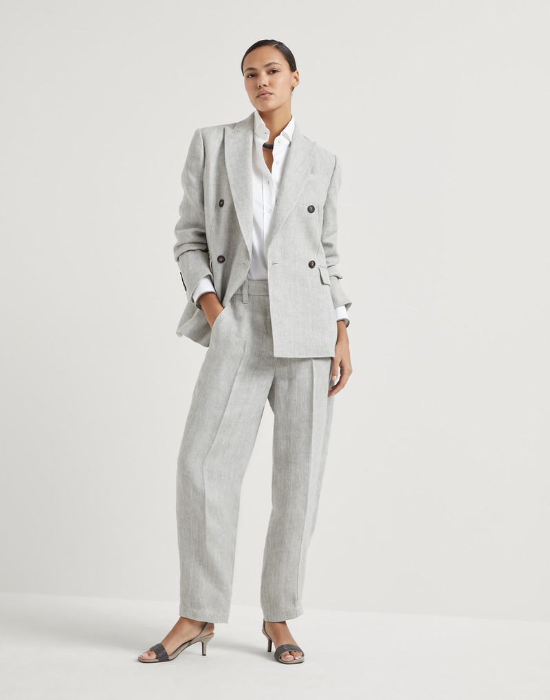 Irish linen chevron curved trousers 4