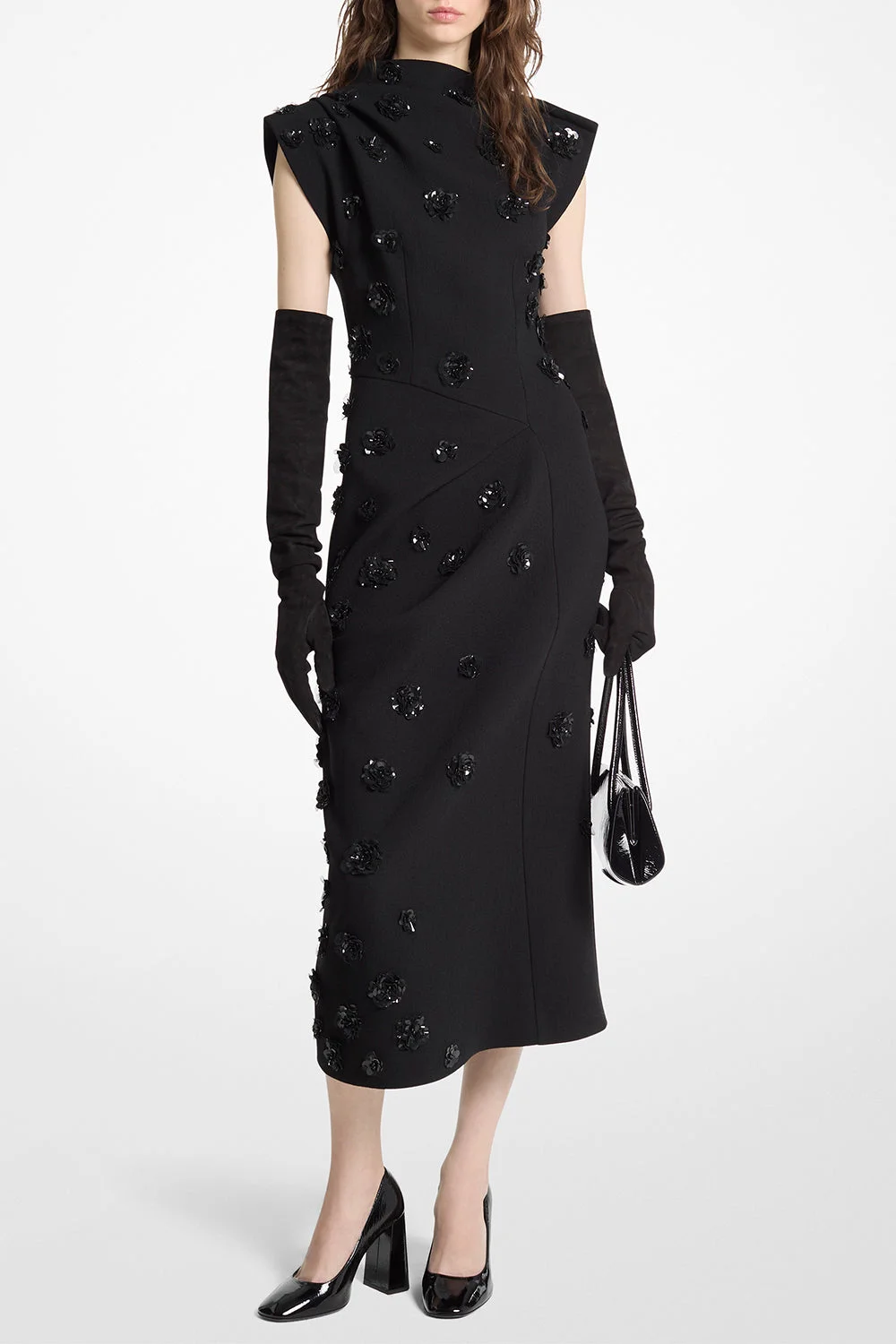 Embellished Draped Flower Dress - 1