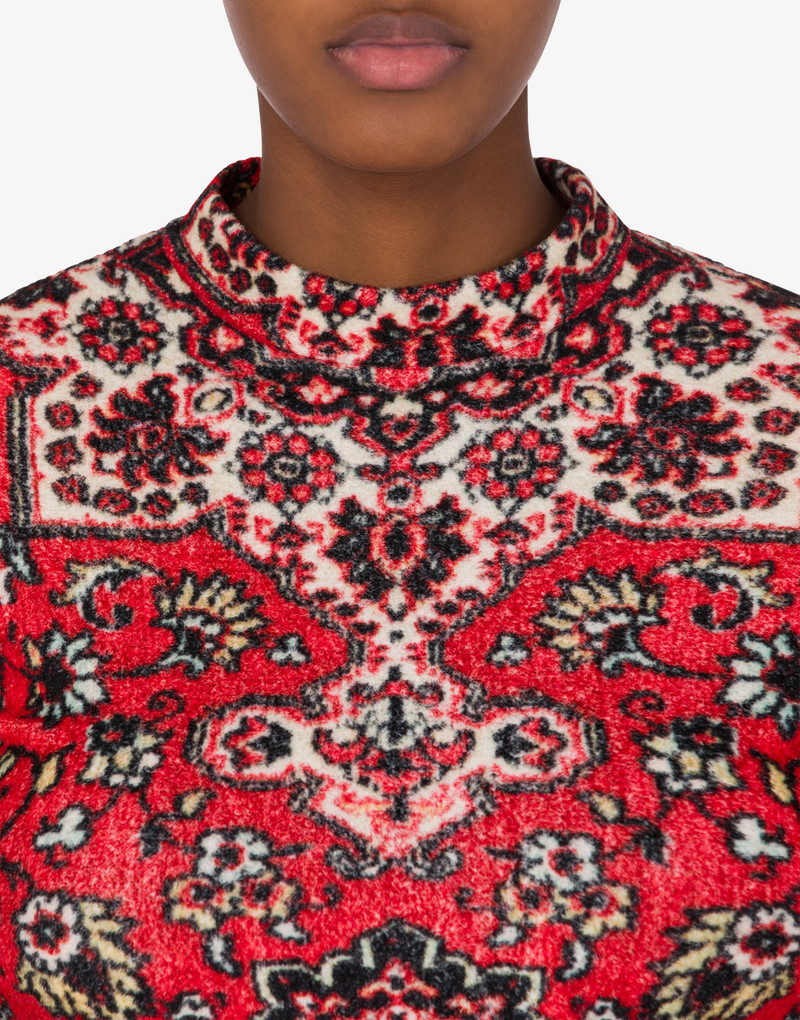 RUG PRINT STRETCH VELVET PULLOVER 4