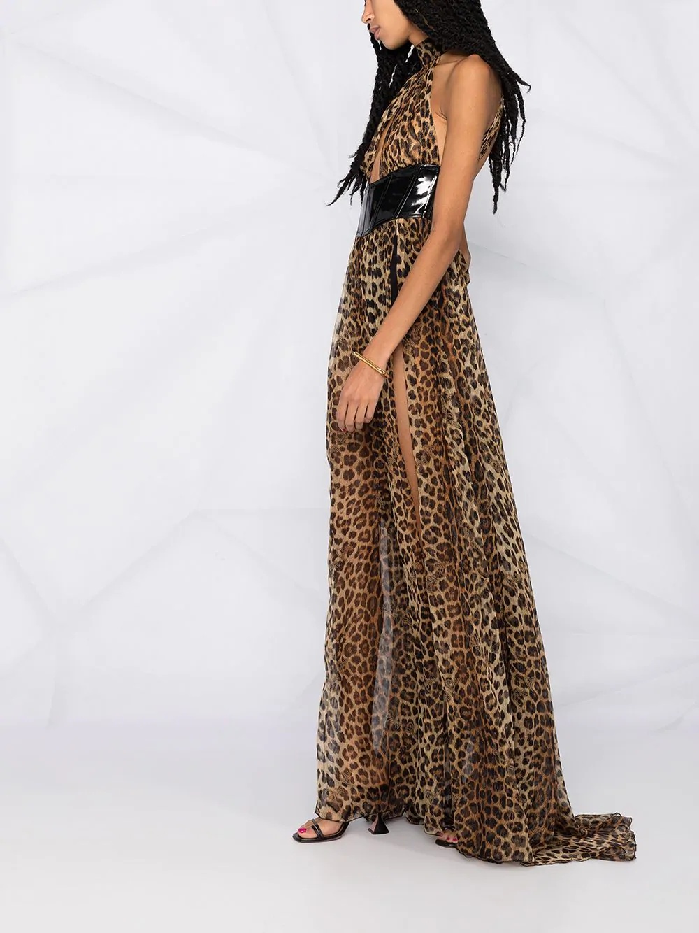 leopard print halter dress - 6