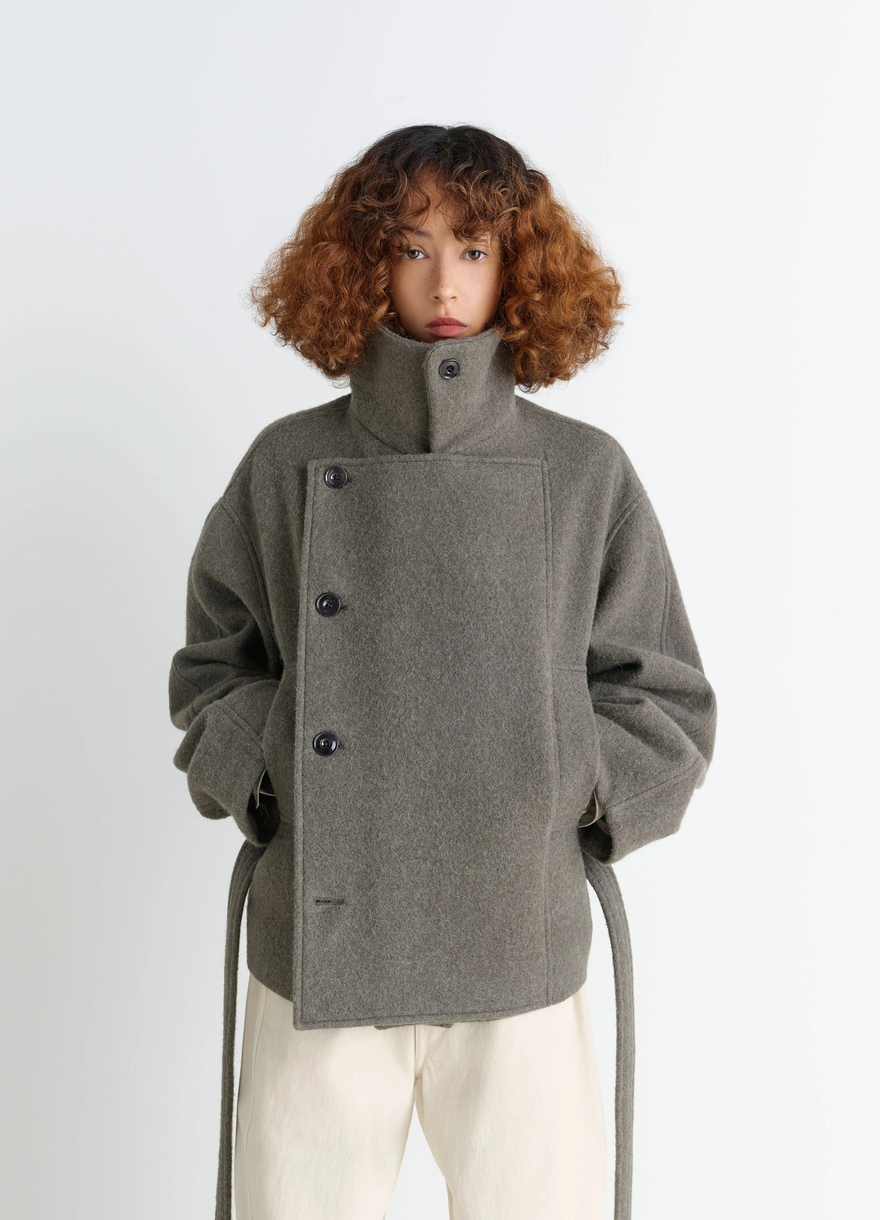 SHORT ASYMMETRICAL BATHROBE COAT - 2