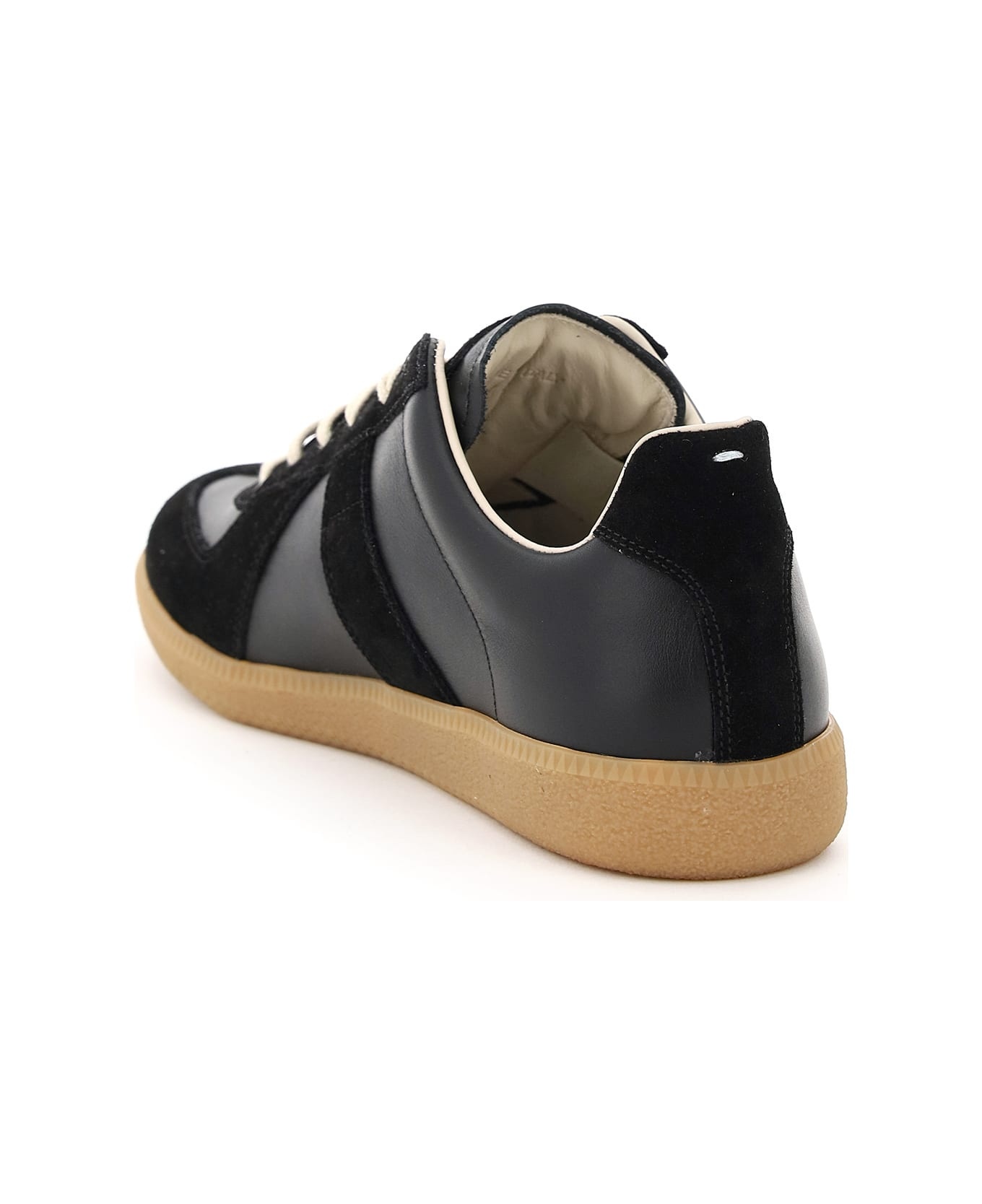 Black Leather Low Replica Sneakers - 3