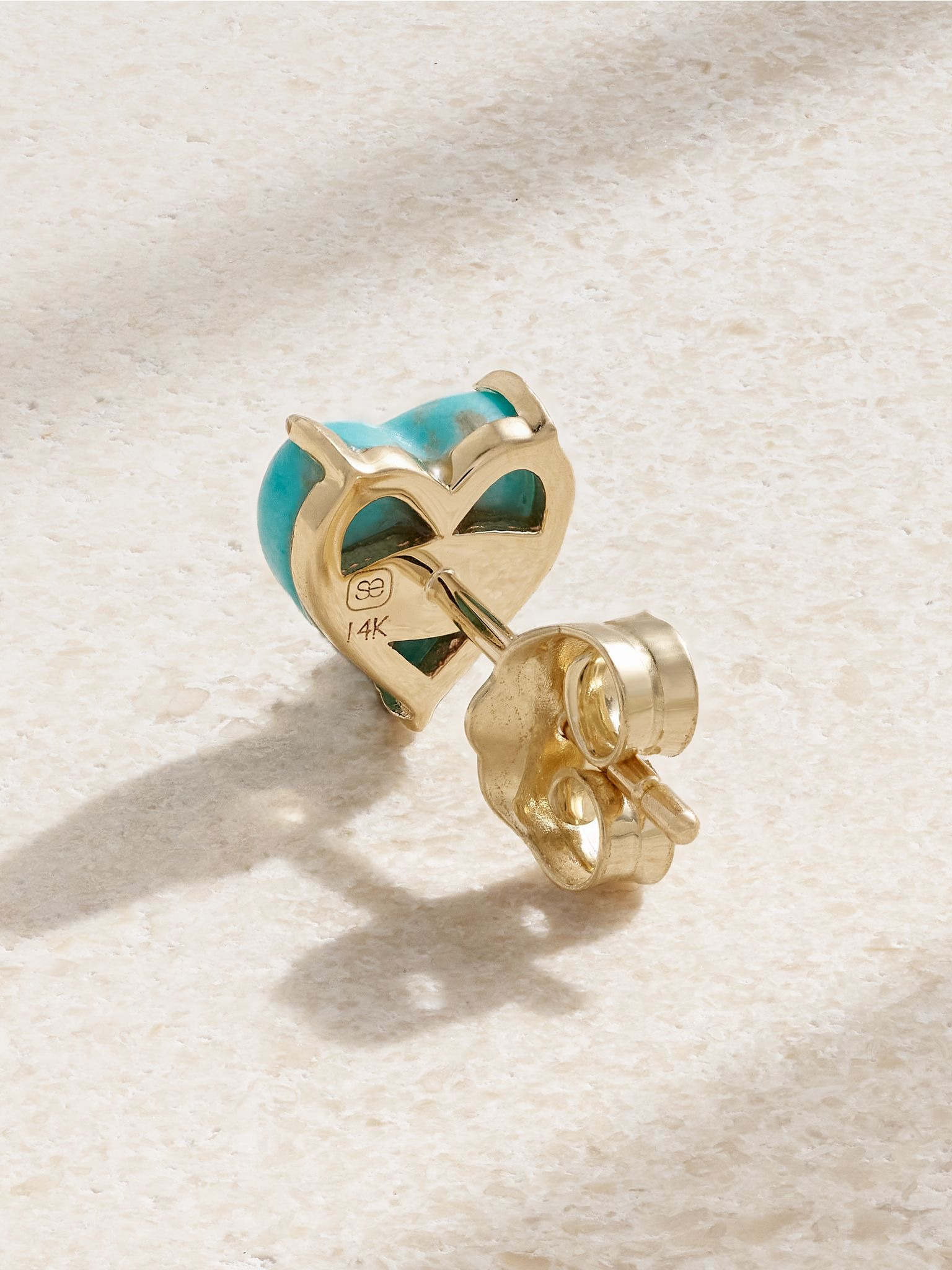 14-karat gold, turquoise and diamond single earring Green - 3