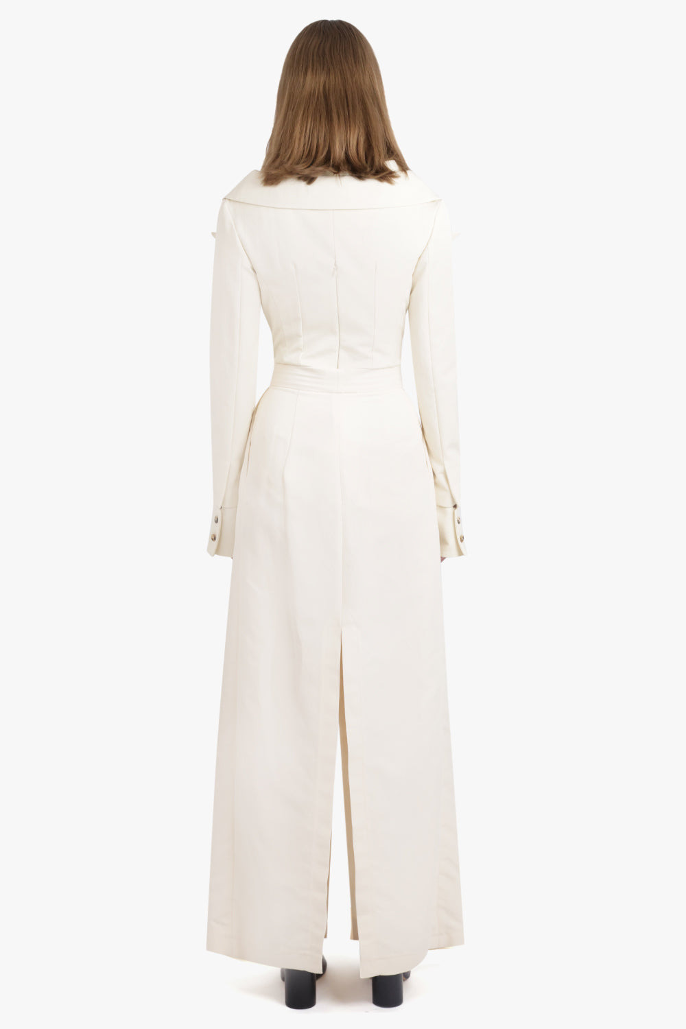 LOW CUT DECOLLETE CROSSOVER SHIRT JACKET DETAIL BODYSUIT | IVORY - 5