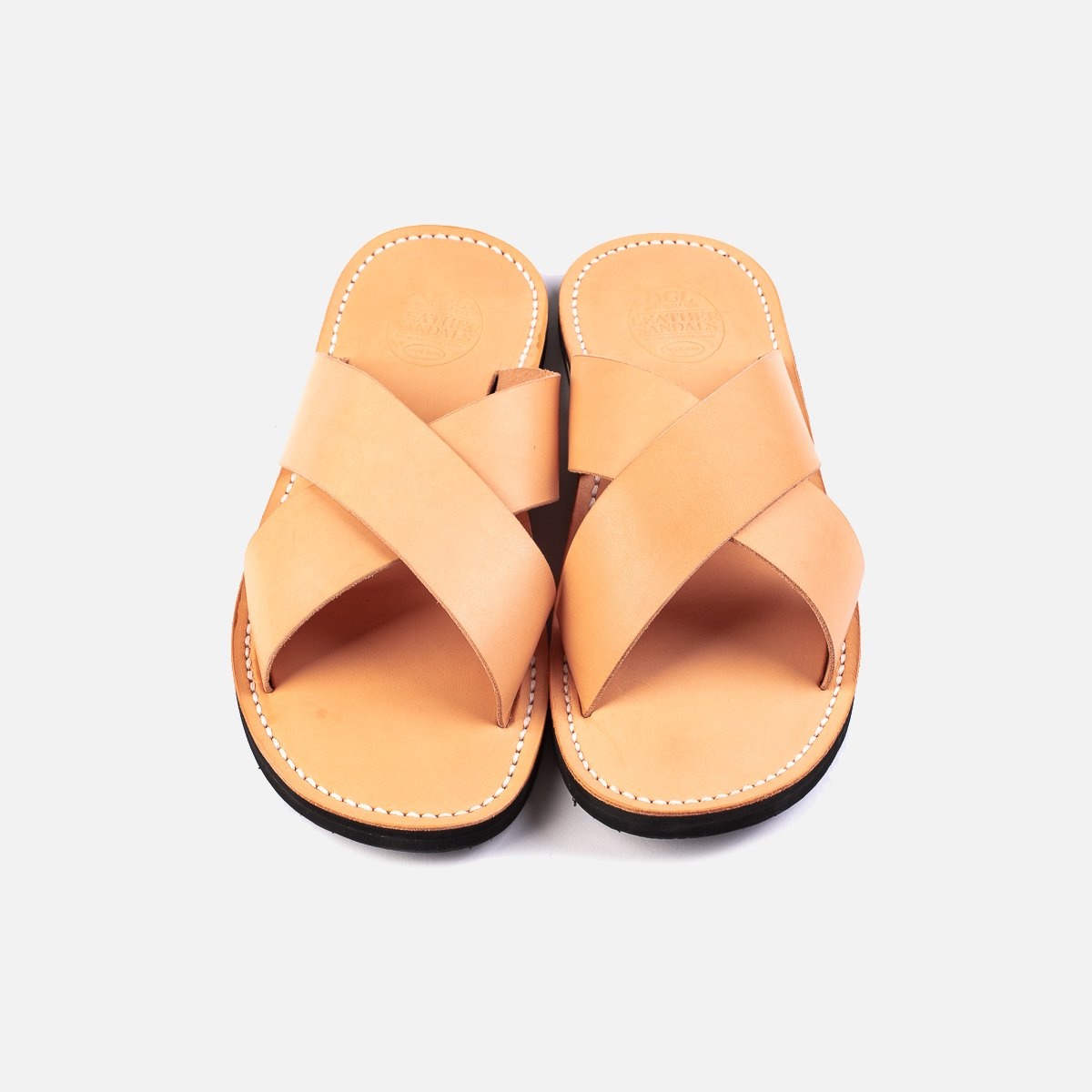 OGL-DRSOLE-CROSS-NAT OGL X Dr. Sole Leather Cross Sandals - Natural - 3