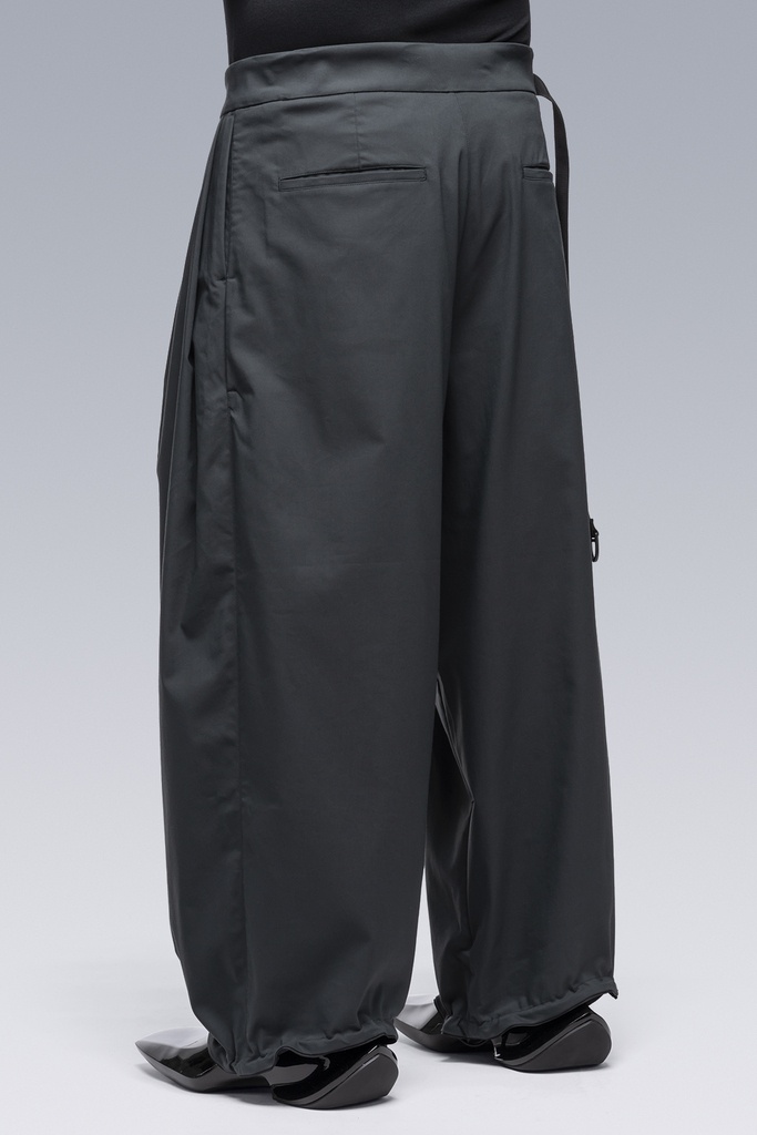 P48-CH Micro Twill Pleated Trouser Schwarzgrün - 6