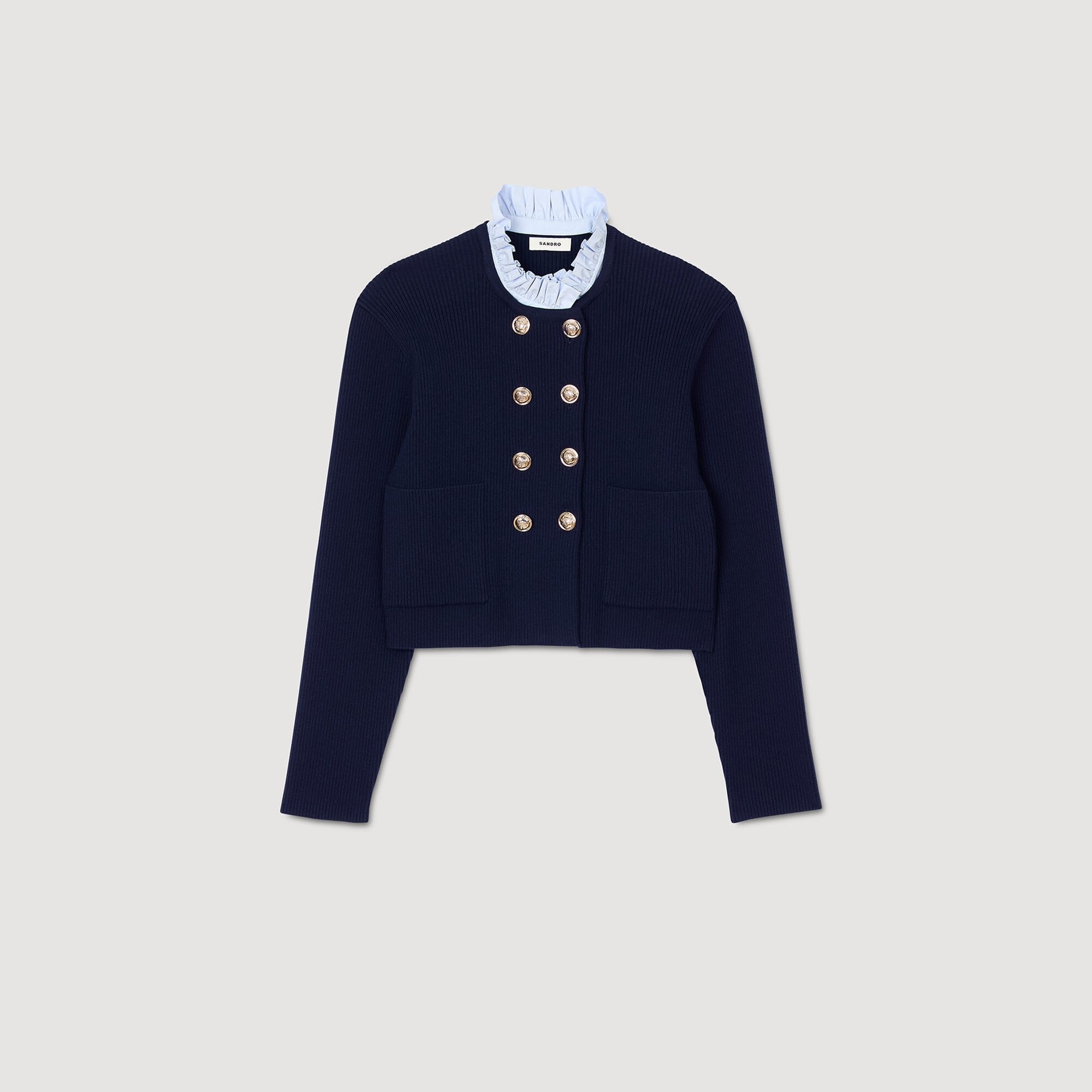 CARDIGAN WITH REMOVABLE RUFFLED COLLAR - 6