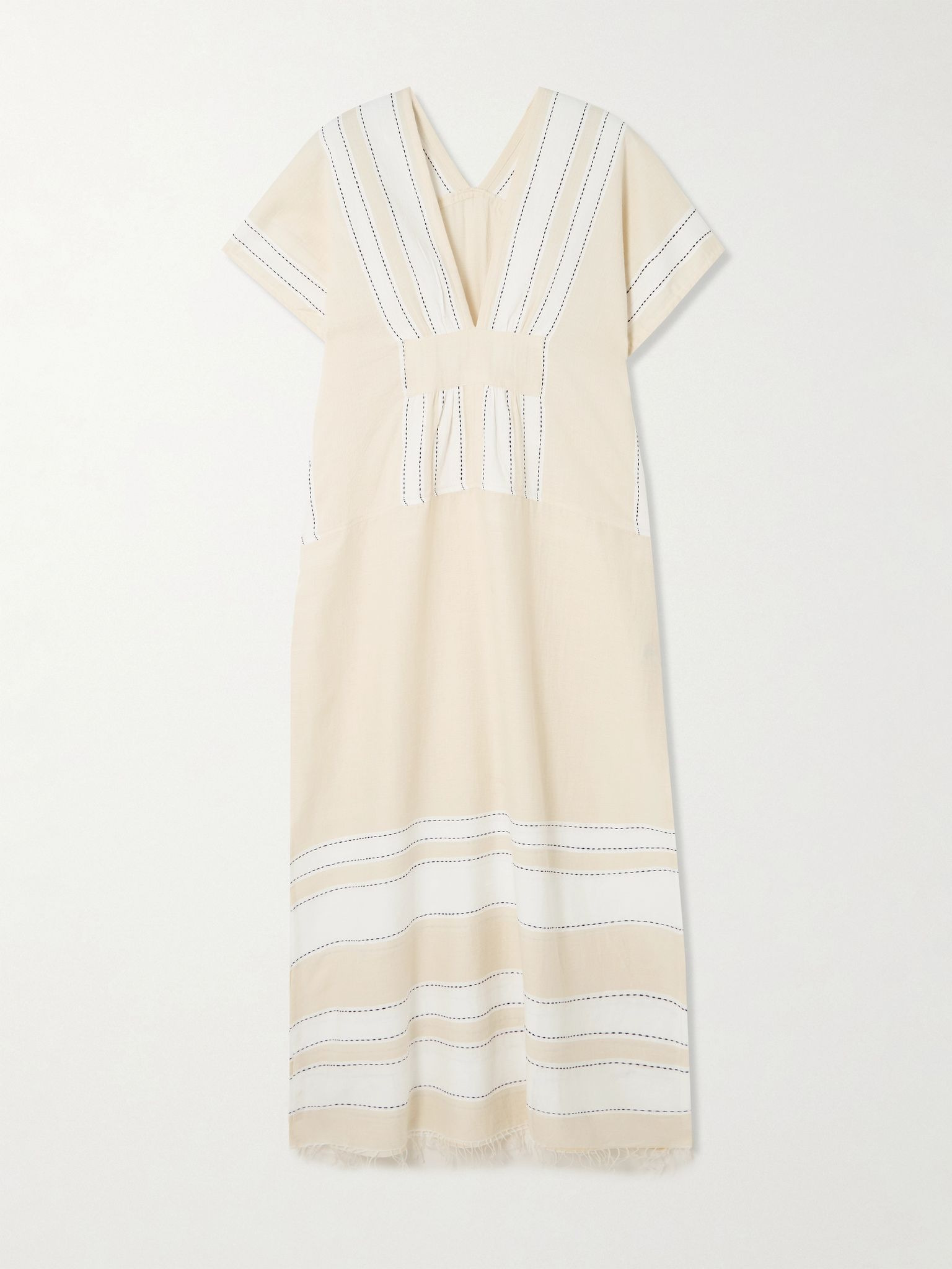 Gasira striped cotton-blend maxi dress Cream - 1