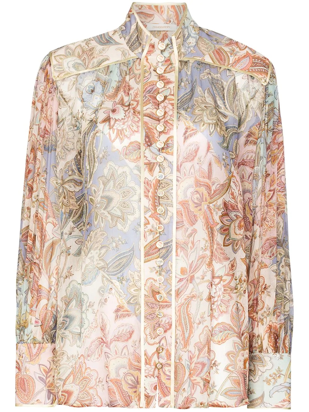 floral-print long-sleeve blouse - 1