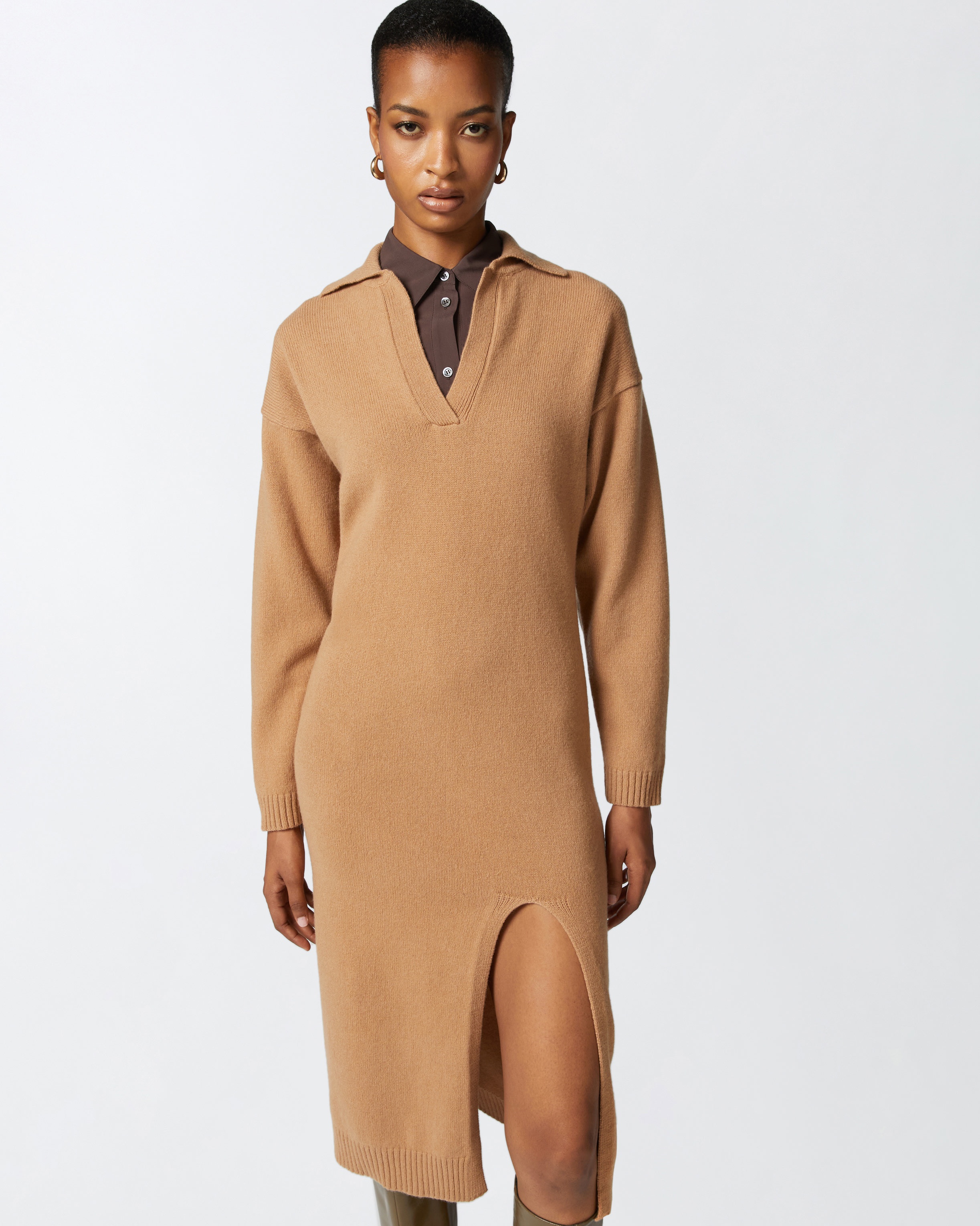 LONG CASHMERE BLEND KNIT DRESS - 3