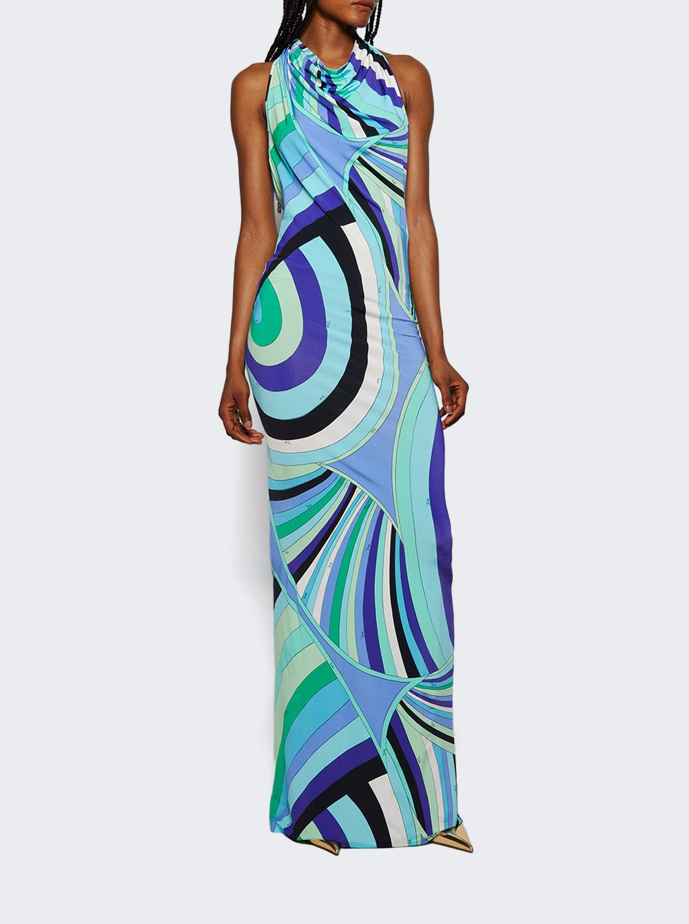 Iride Print Long Dress Verde And Lilla - 5