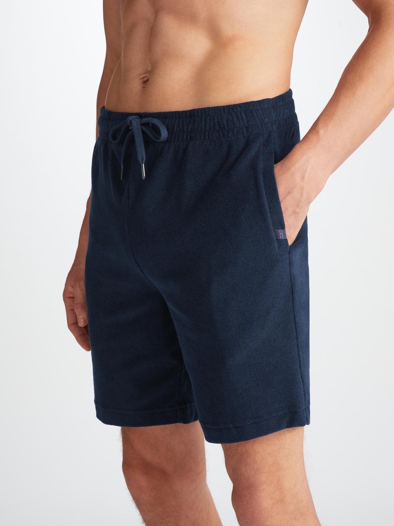 Men's Towelling Shorts Isaac Terry Cotton Navy - 5