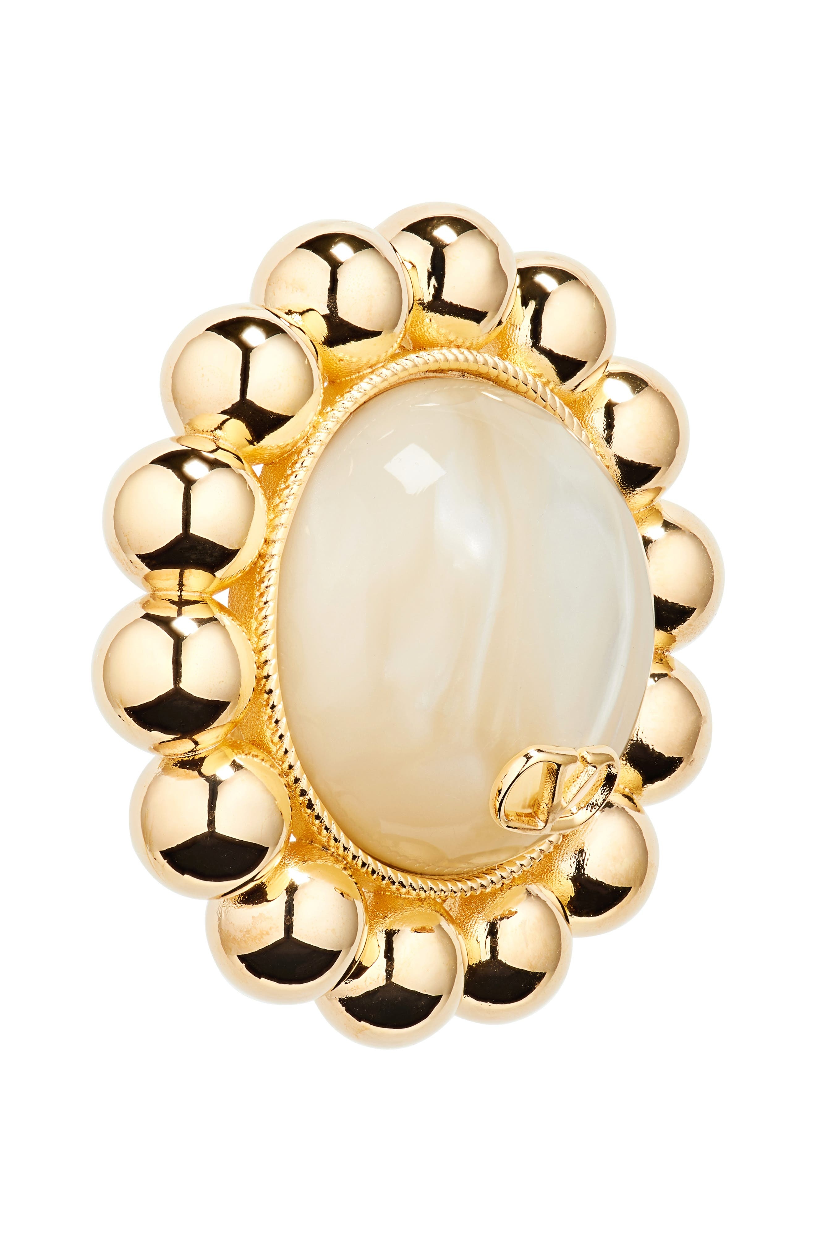 Valentino Garavani Pas Plus VLOGO Faux Pearl Clip-On Earrings in Gold/Cream at Nordstrom - 6