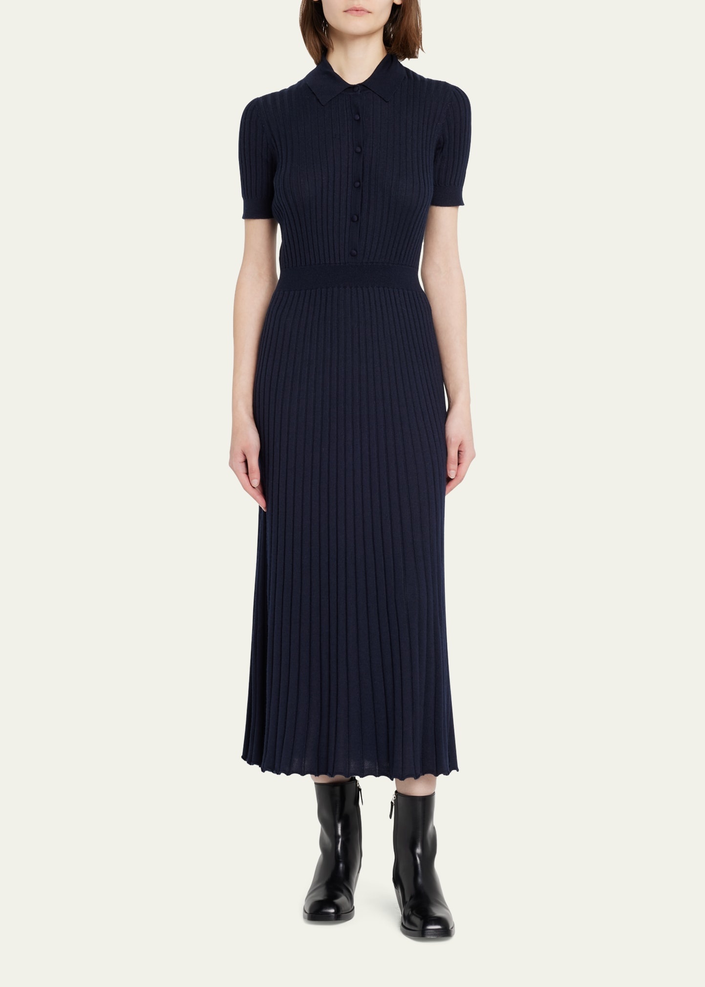 Amor Polo Ribbed Cashmere Dress - 2