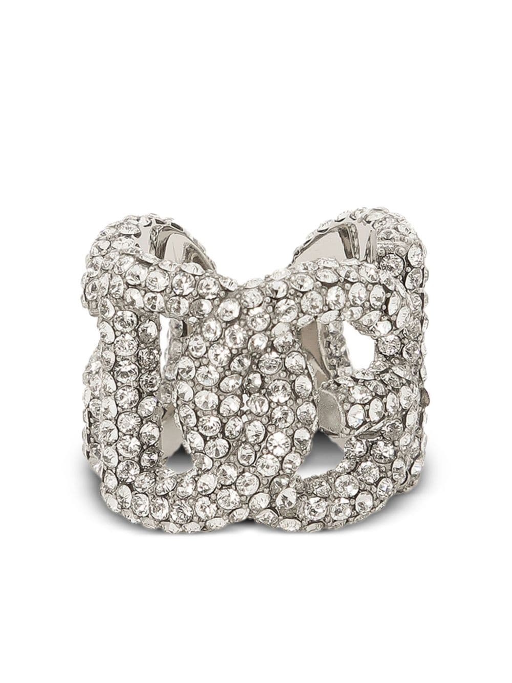 logo crystal-embellished ring - 1
