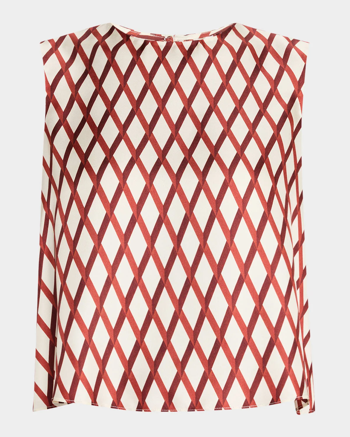 Mercer Diamond Grid Print Silk Twill Top - 1