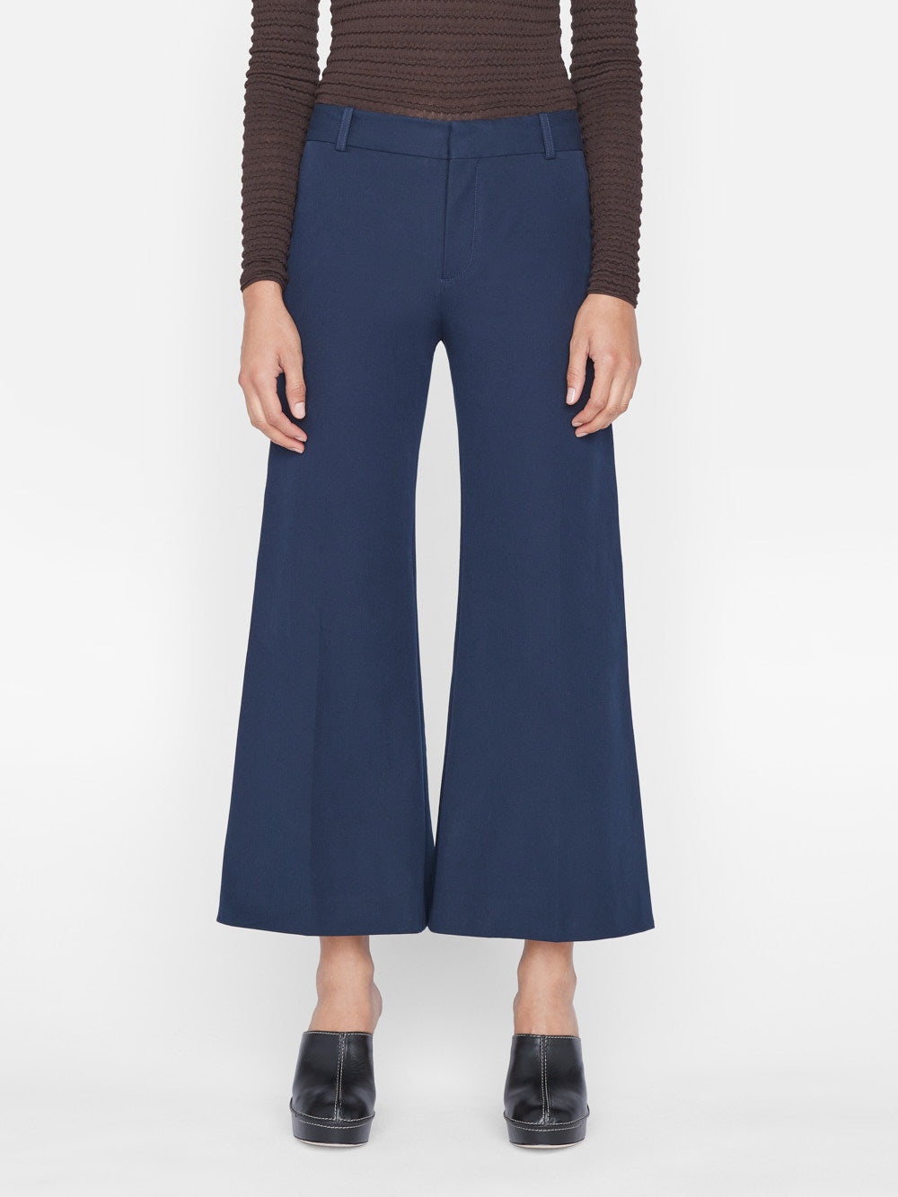 Le Crop Palazzo Trouser in Navy - 2