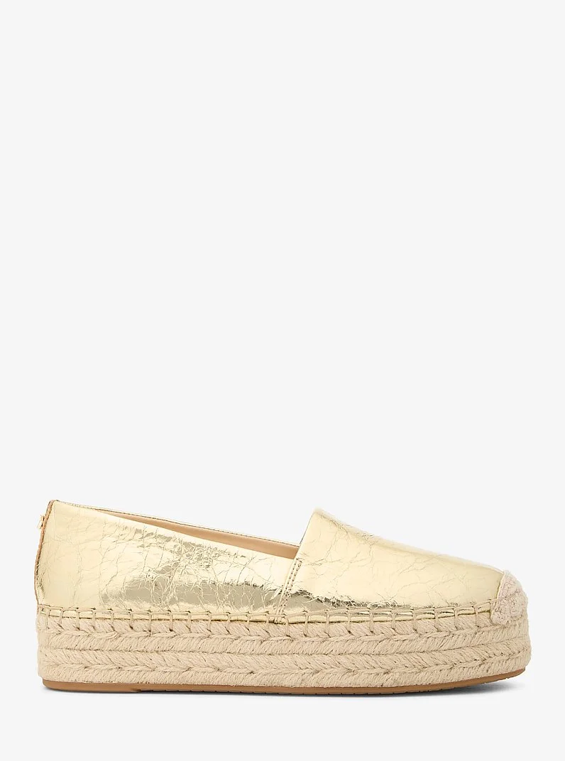 Lynn Crackled Metallic Leather Platform Espadrille - 1