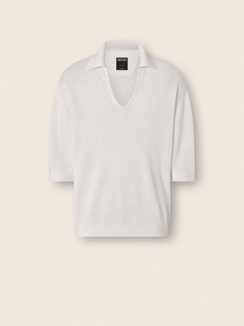 WHITE OASI LINO POLO SHIRT 1