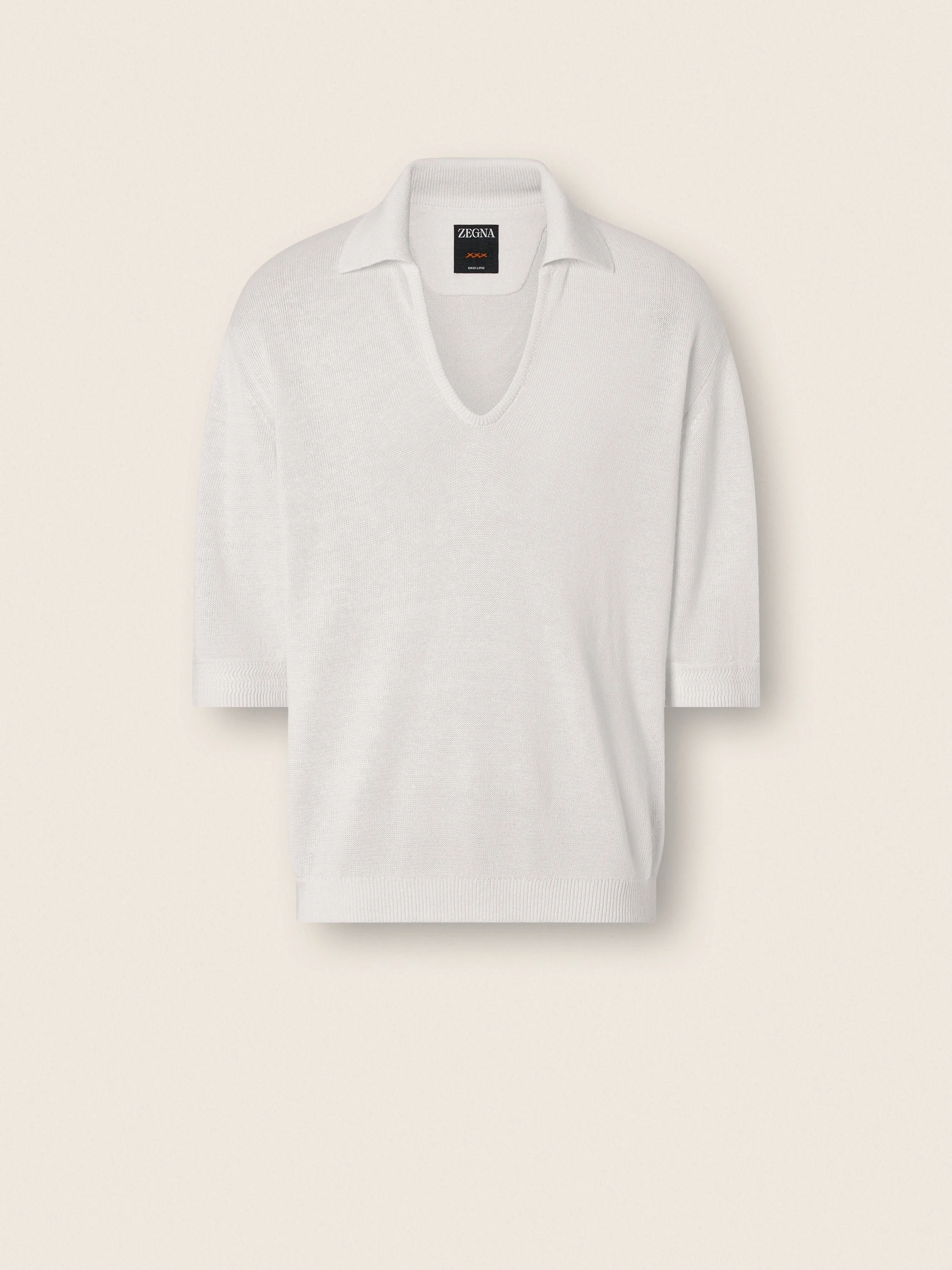 WHITE OASI LINO POLO SHIRT - 1