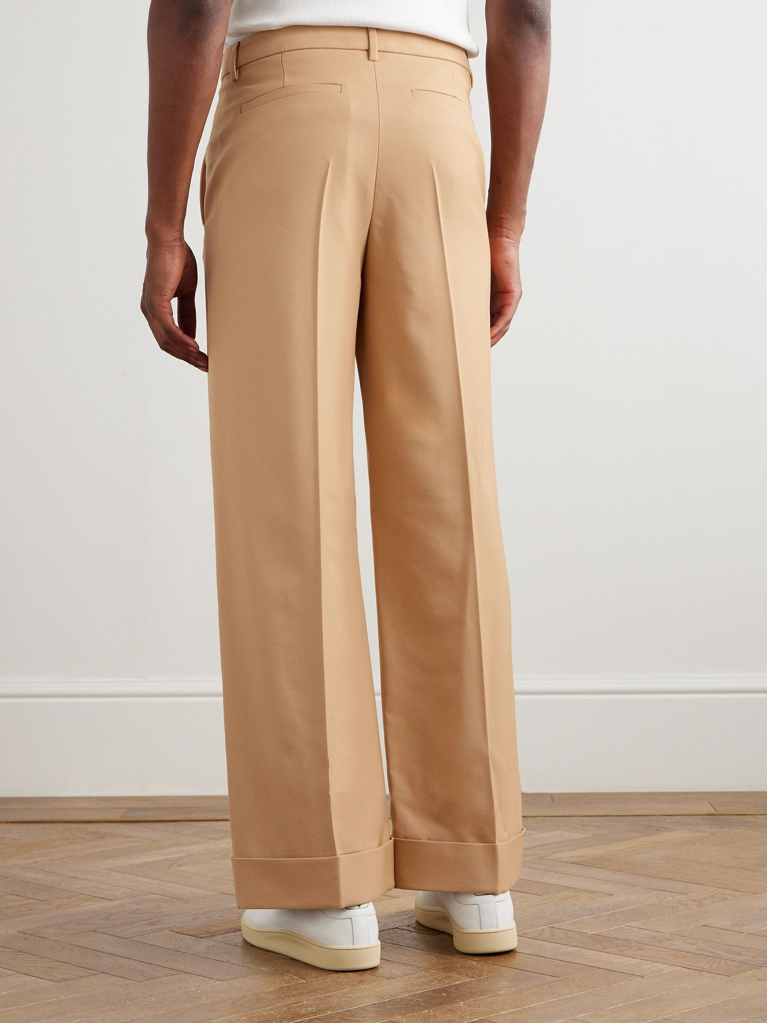 Straight-Leg Virgin Wool-Gabardine Trousers Beige - 4