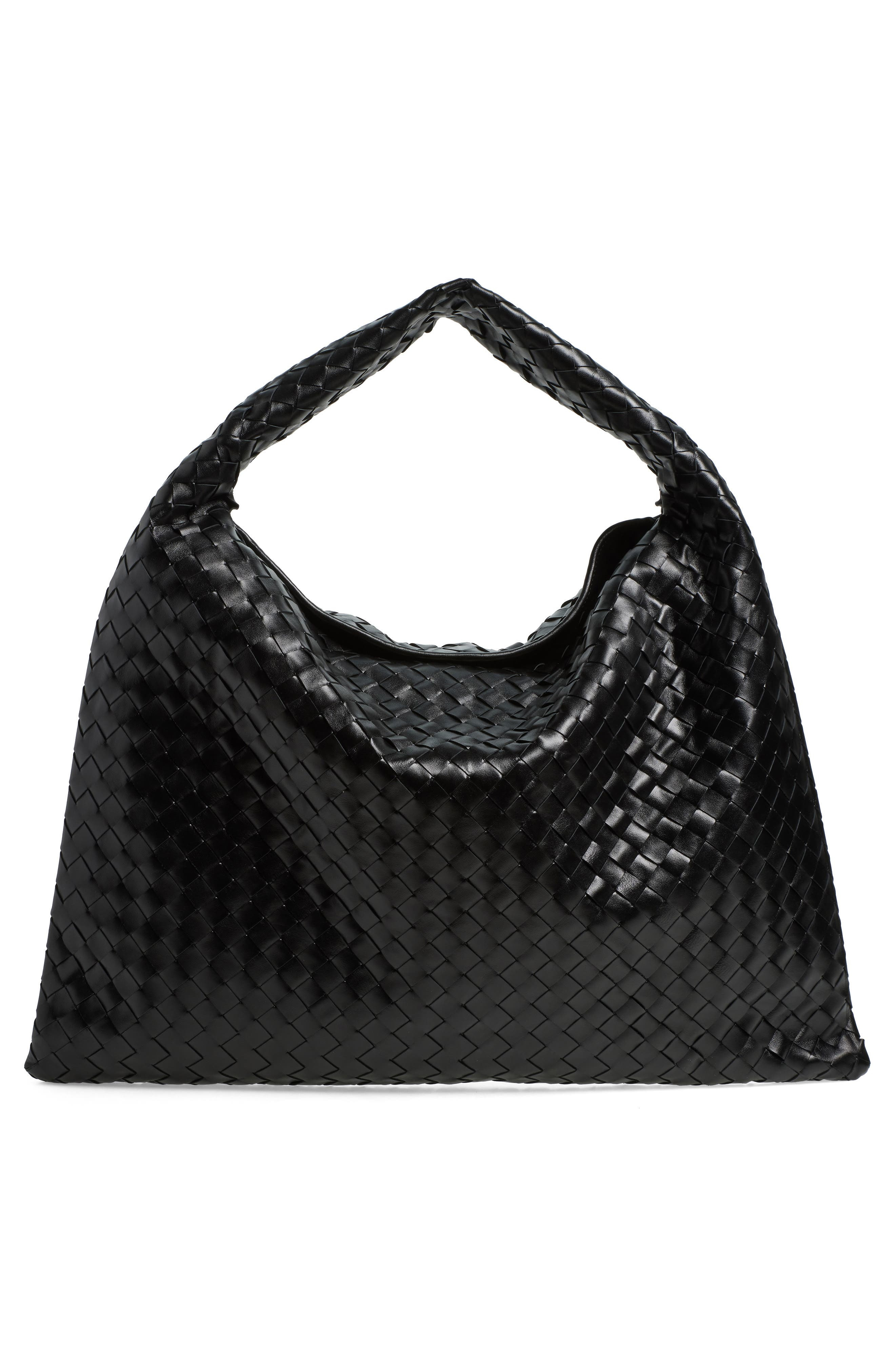 Bottega Veneta Large Hop Intrecciato Leather Hobo Bag in 1019 Black-M Brass at Nordstrom - 4