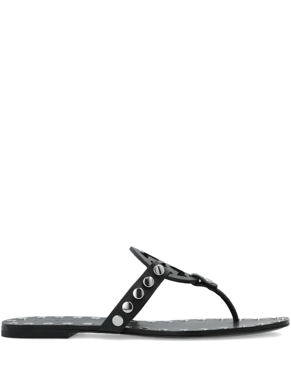 leather studded flat sandals - 1