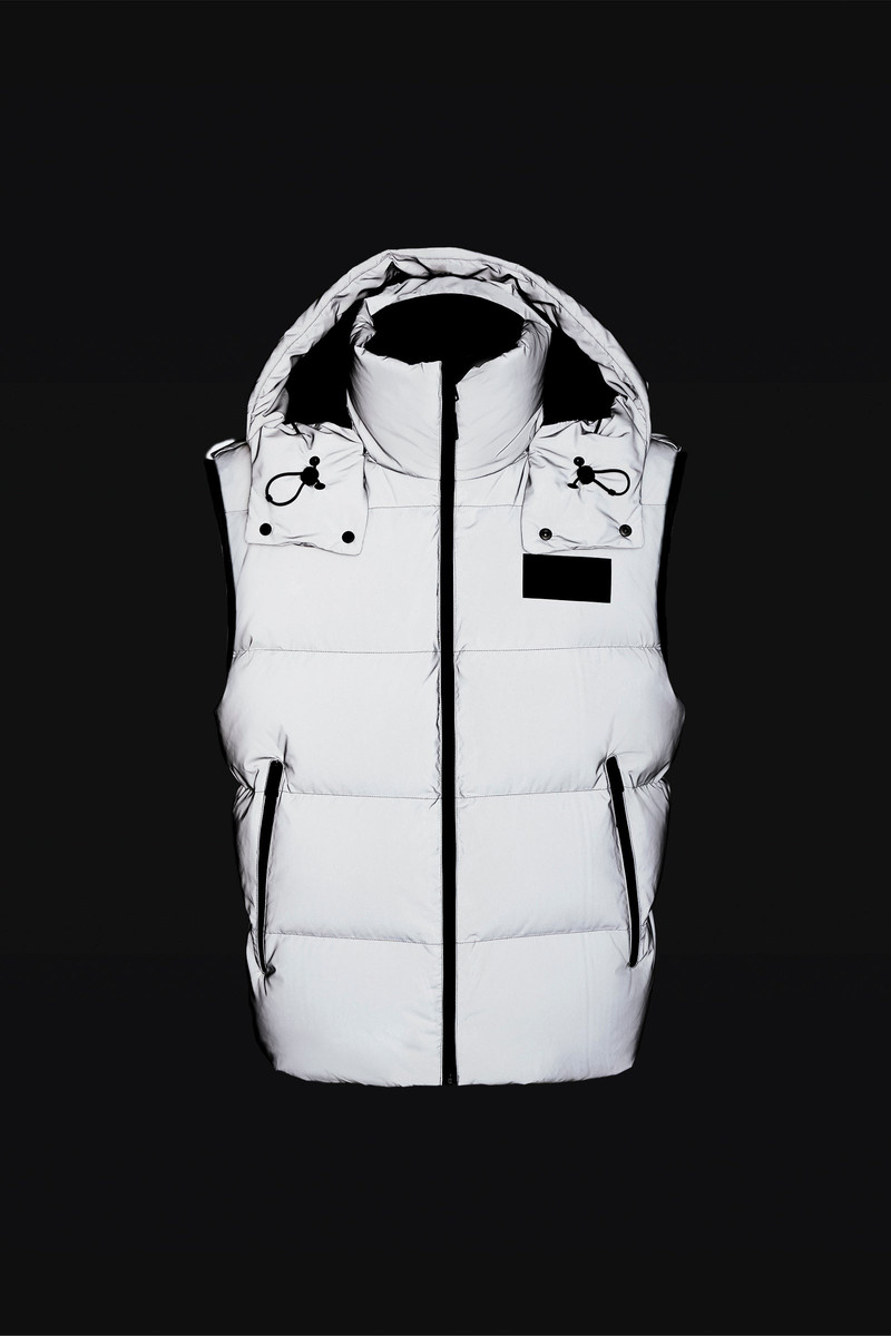 HUGH-RF Down vest with removable hood and reflective shell 3