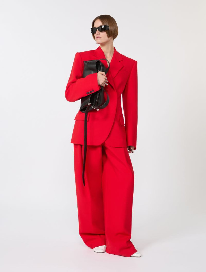 Sportmax Stretch-wool double-breasted blazer - red outlook