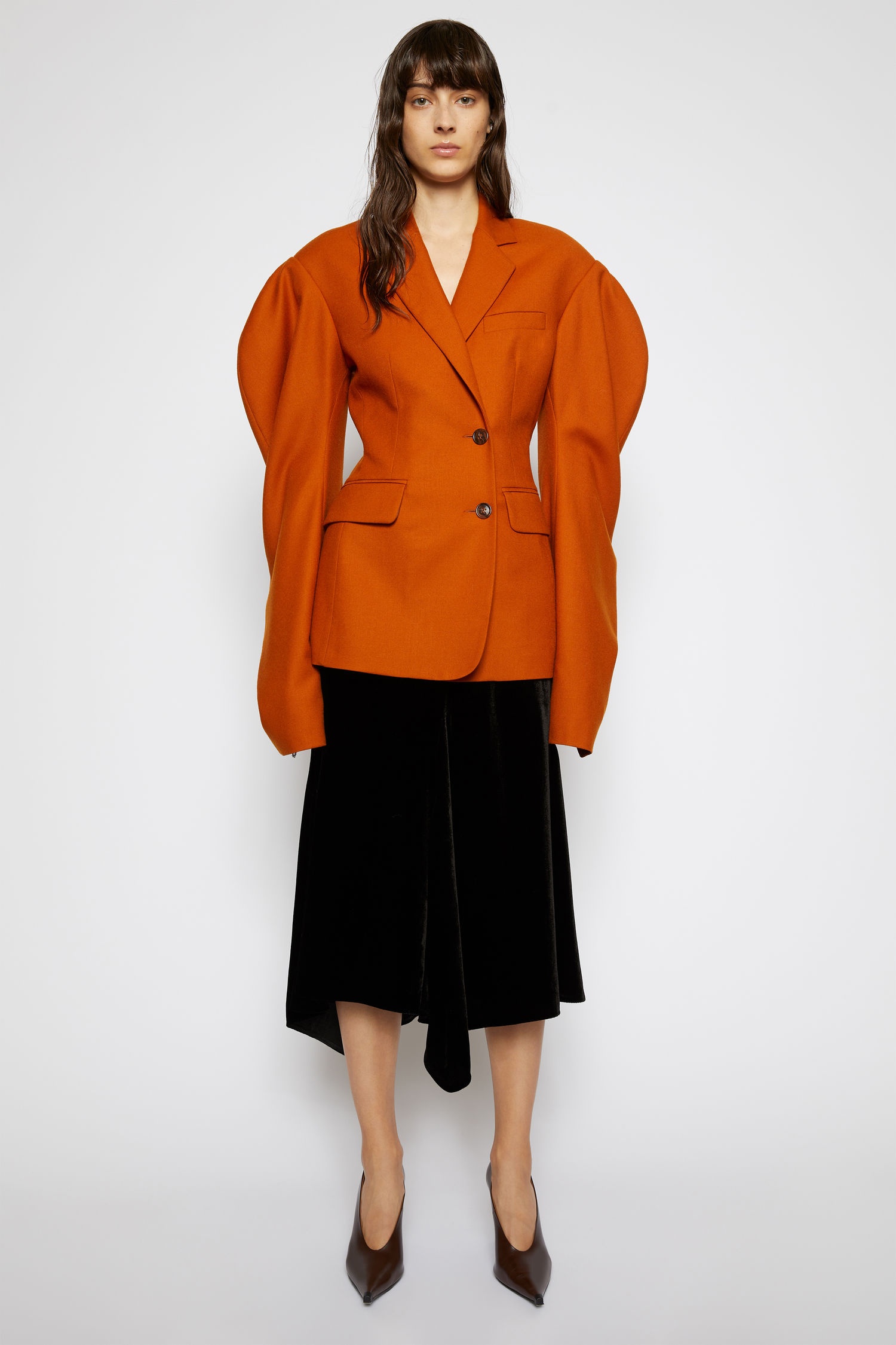 Puff-sleeve suit jacket saffron orange - 2