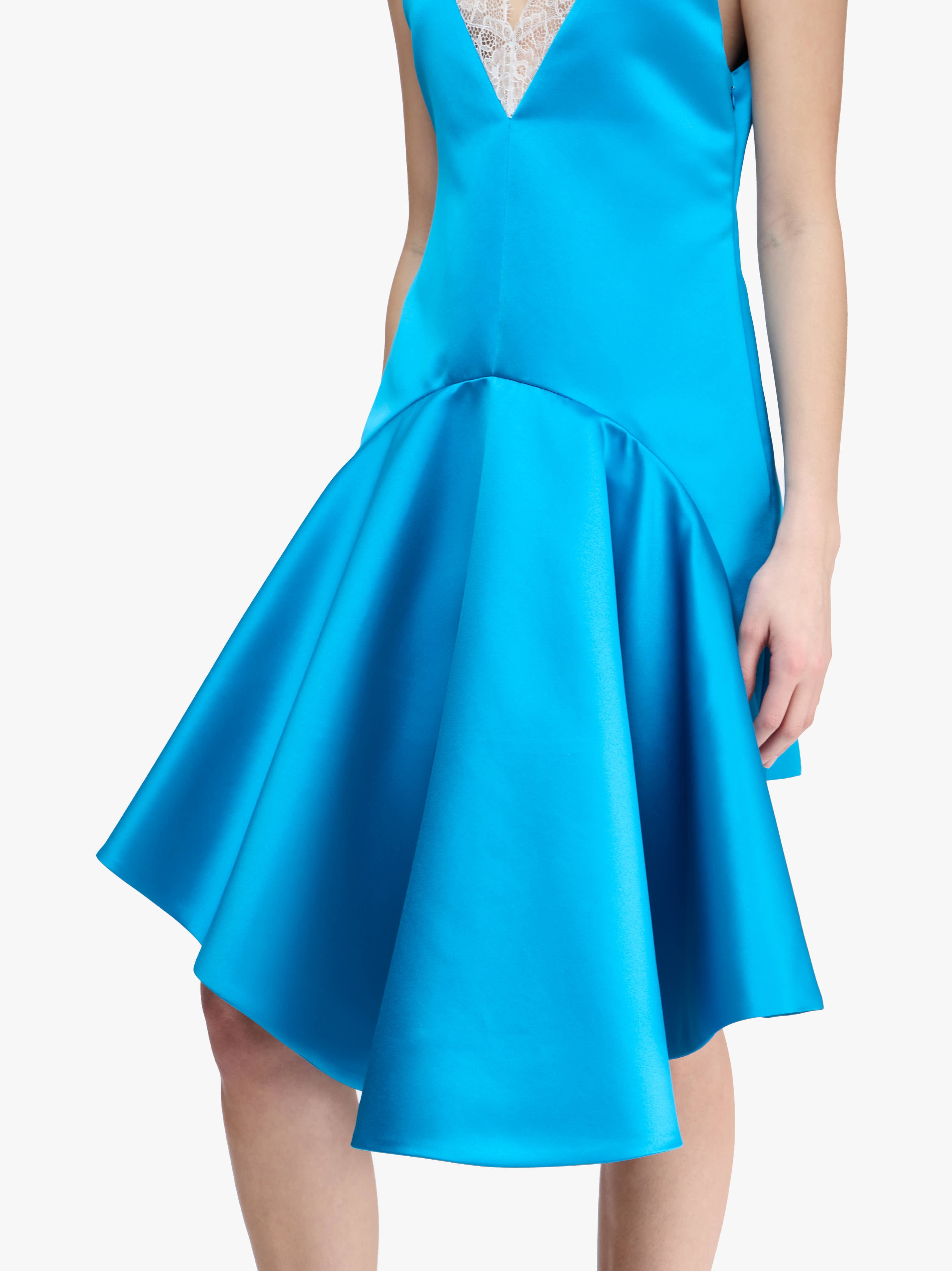 DRAPED HEMLINE V-NECK DRESS - 6