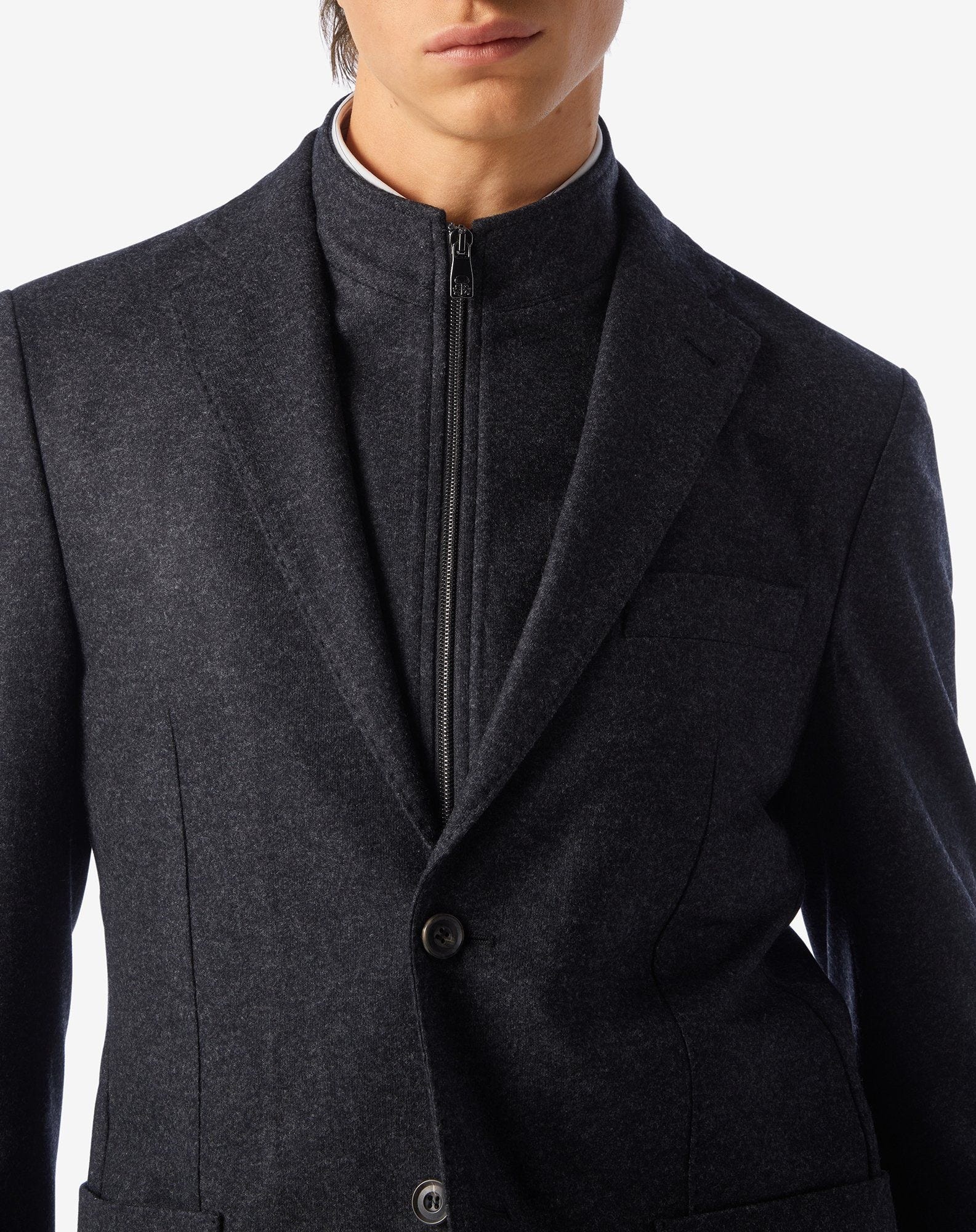 Grey 2-button jersey wool flannel jacket - 3