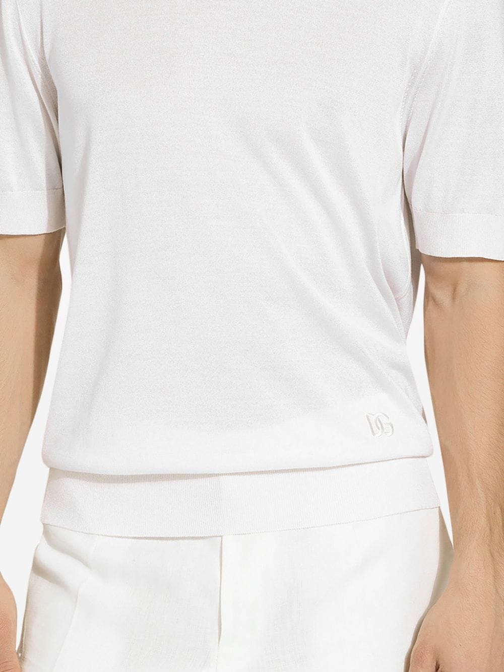logo-embroidered silk knitted top - 5