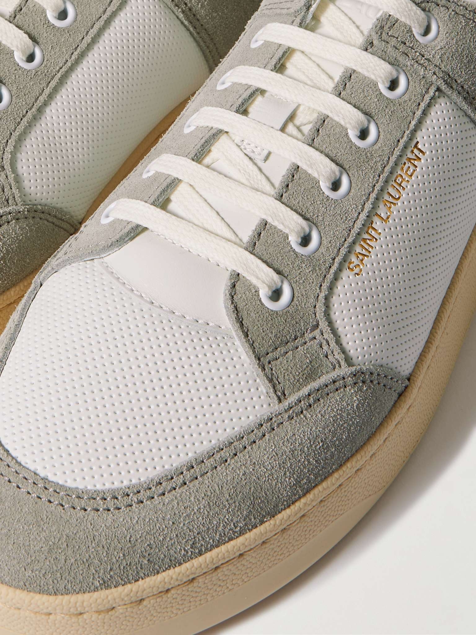 SL/61 Perforated Leather and Suede Sneakers - 6