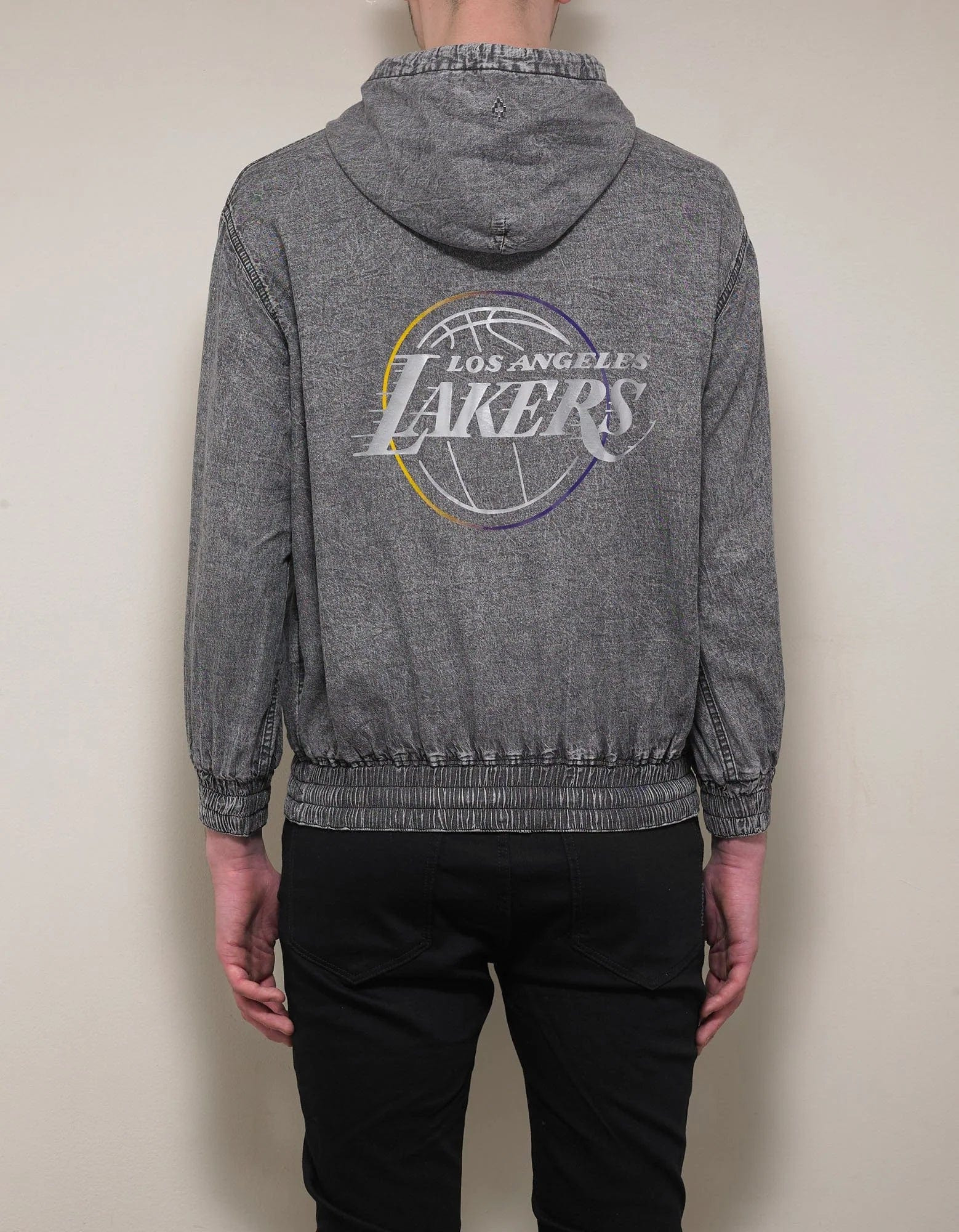 Grey Acid Wash LA Lakers Hoodie - 3