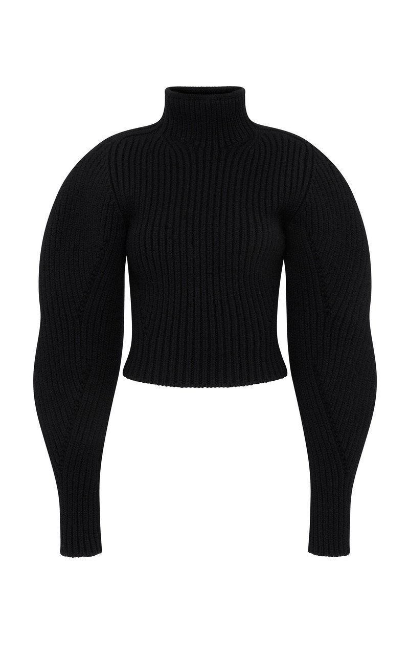 Ribbed Knit Top black - 1
