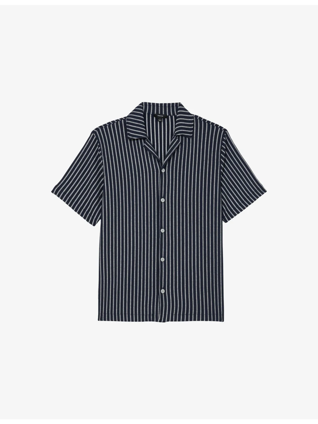 Griff Cuban-Collar Striped Stretch-Woven Shirt - 1