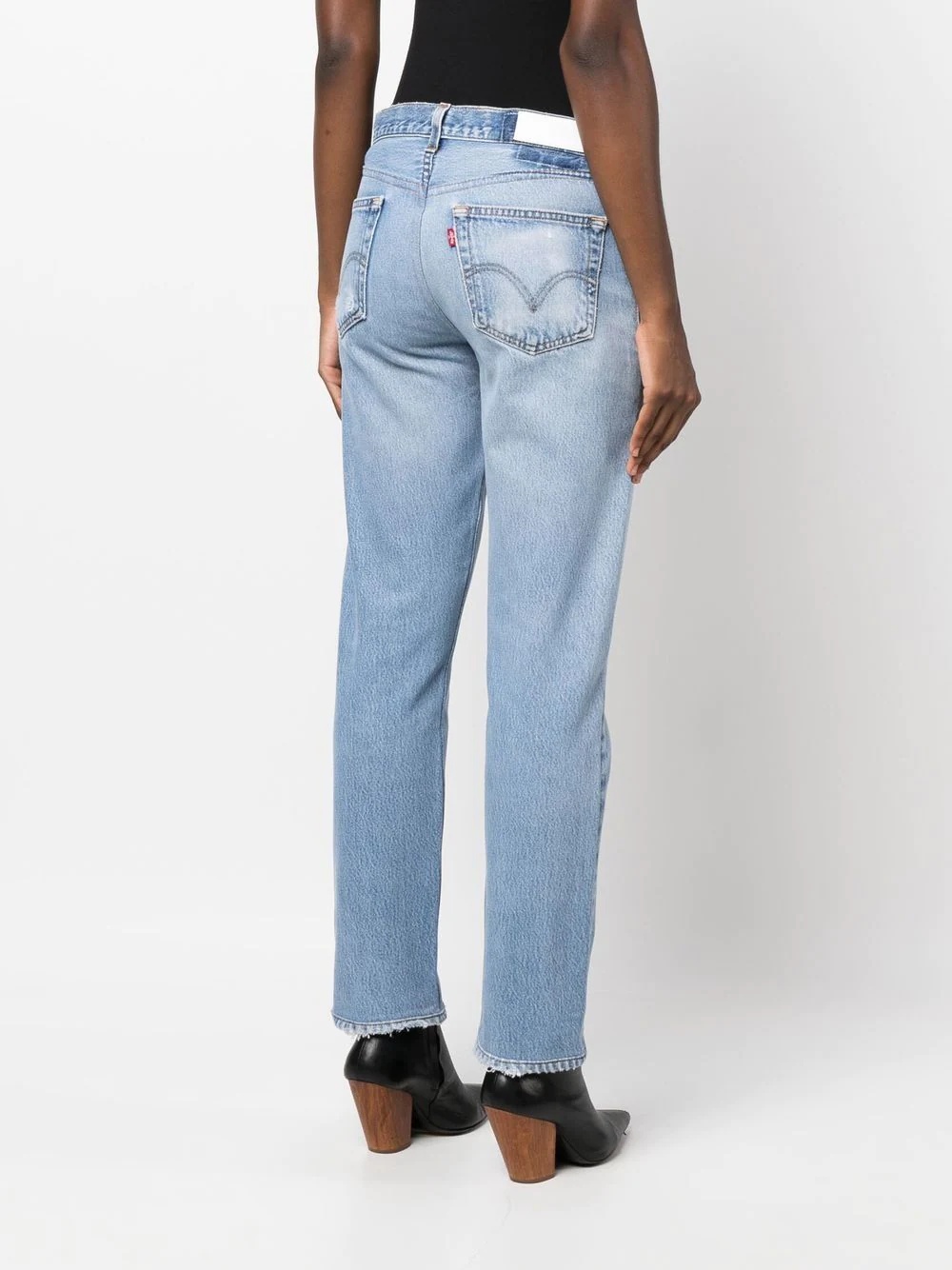 distressed straight-leg jeans - 4