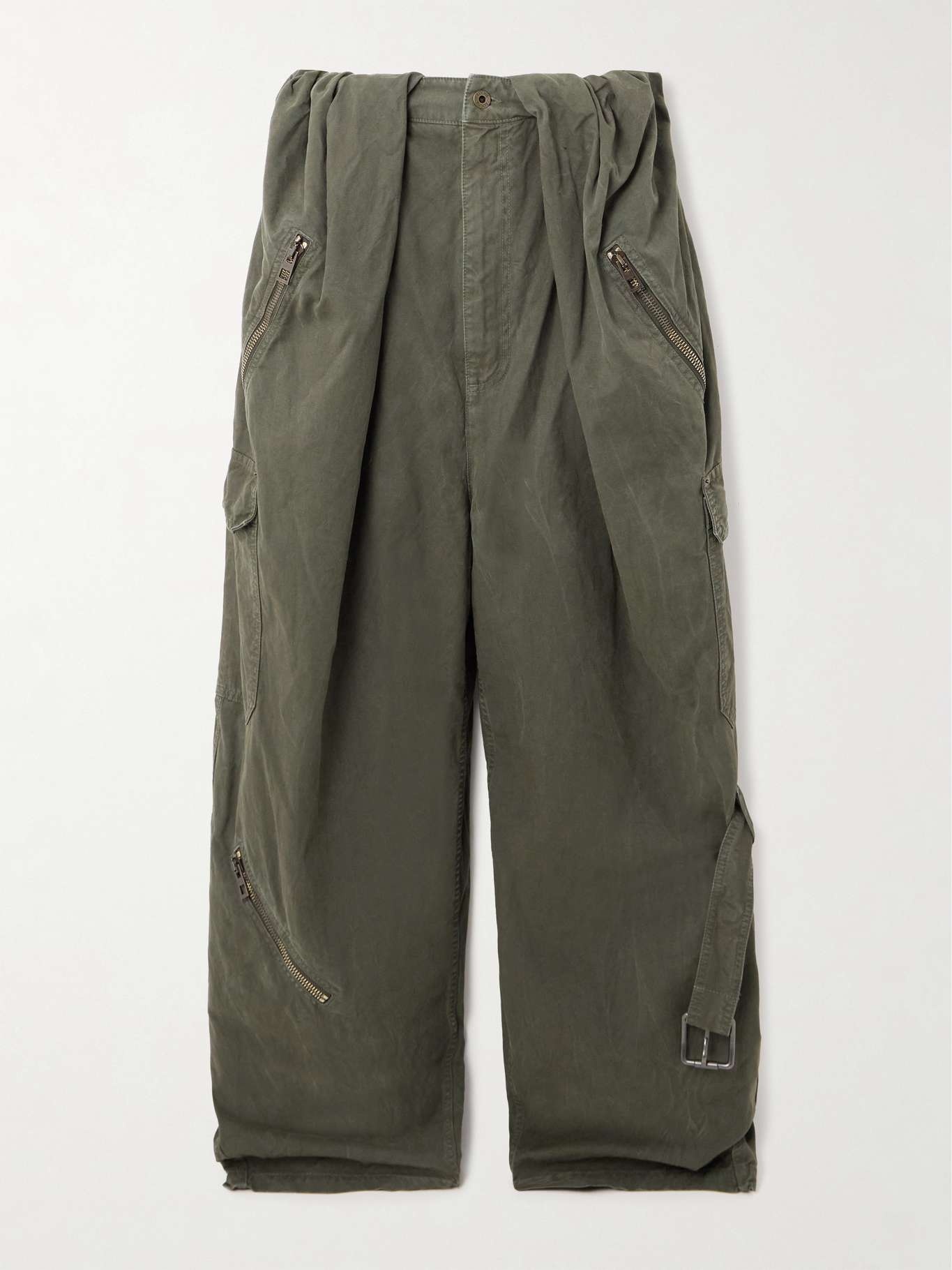 Gathered draped cotton-canvas cargo pants - 1