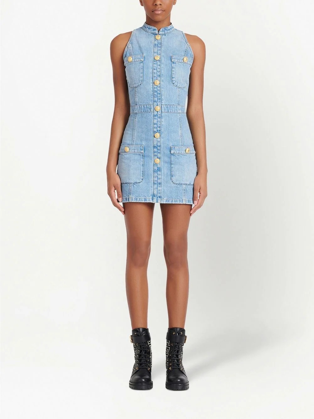 denim fitted mini dress - 3