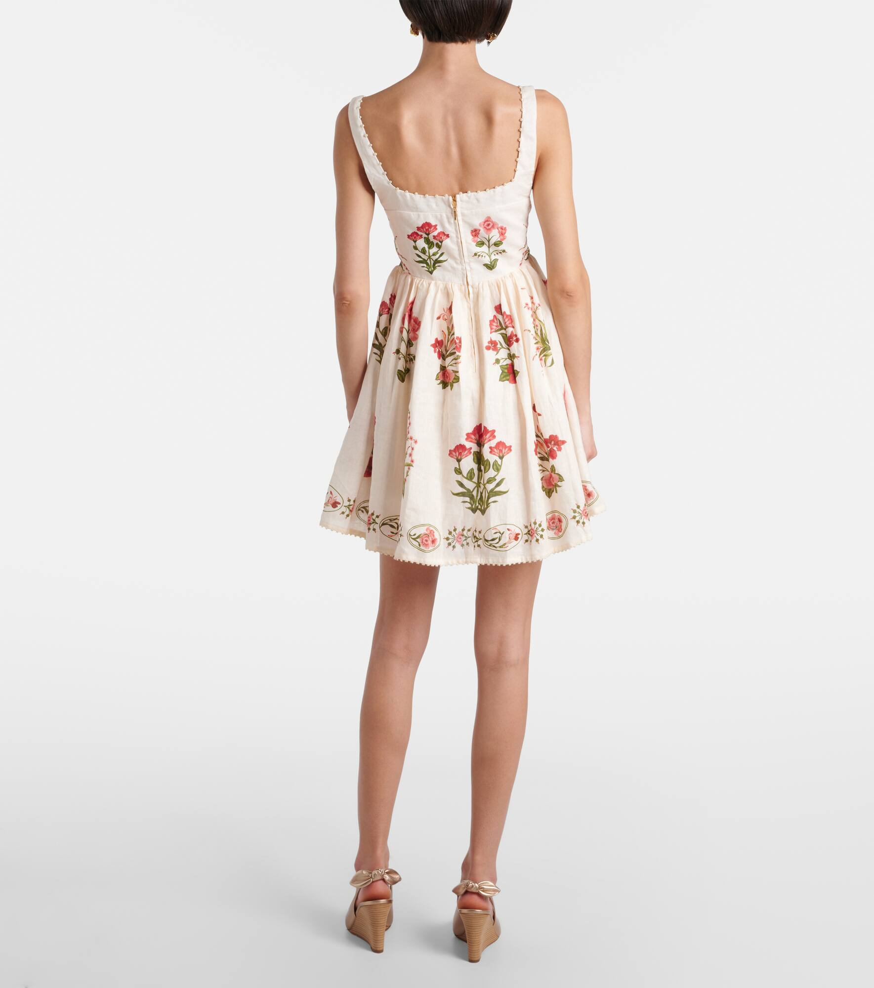 Barbara Mini Canna floral linen minidress - 3
