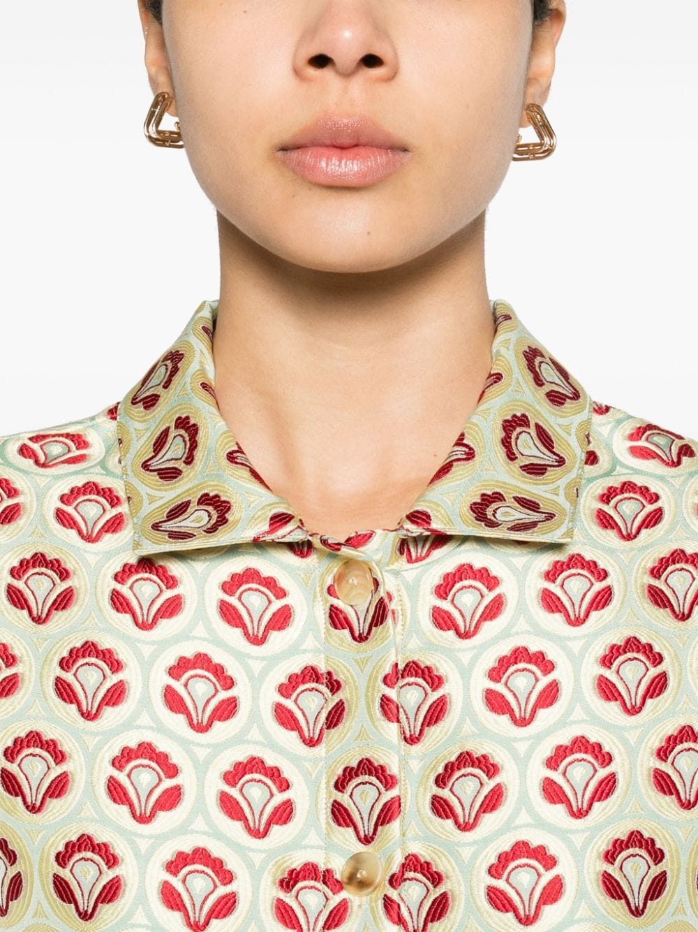 spread-collar jacquard shirt - 5