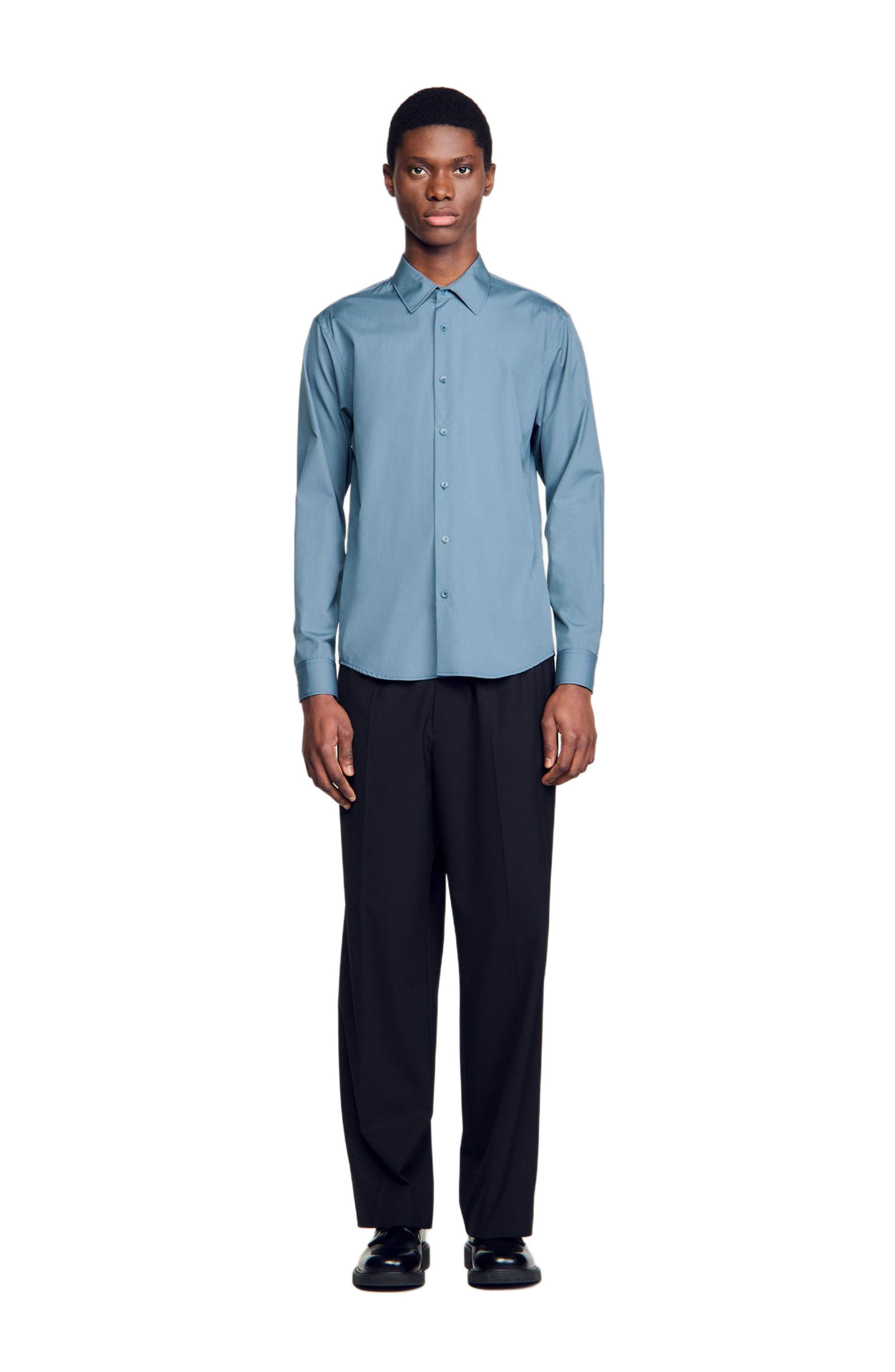 SANDRO Plain shirt in Thunderstorm Blue at Nordstrom - 3